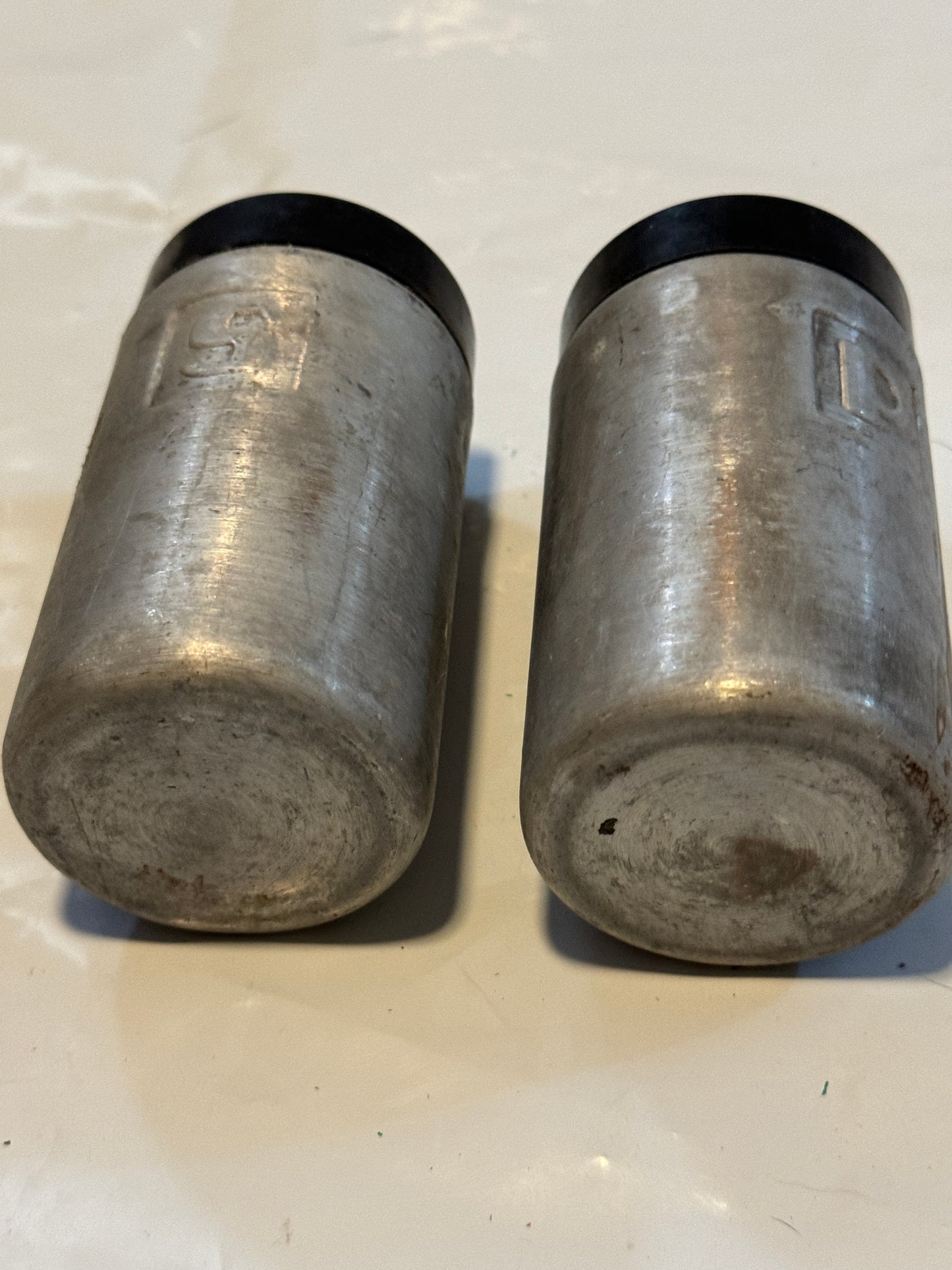 Brushed Aluminum Salt N Pepper Shakers Vintage