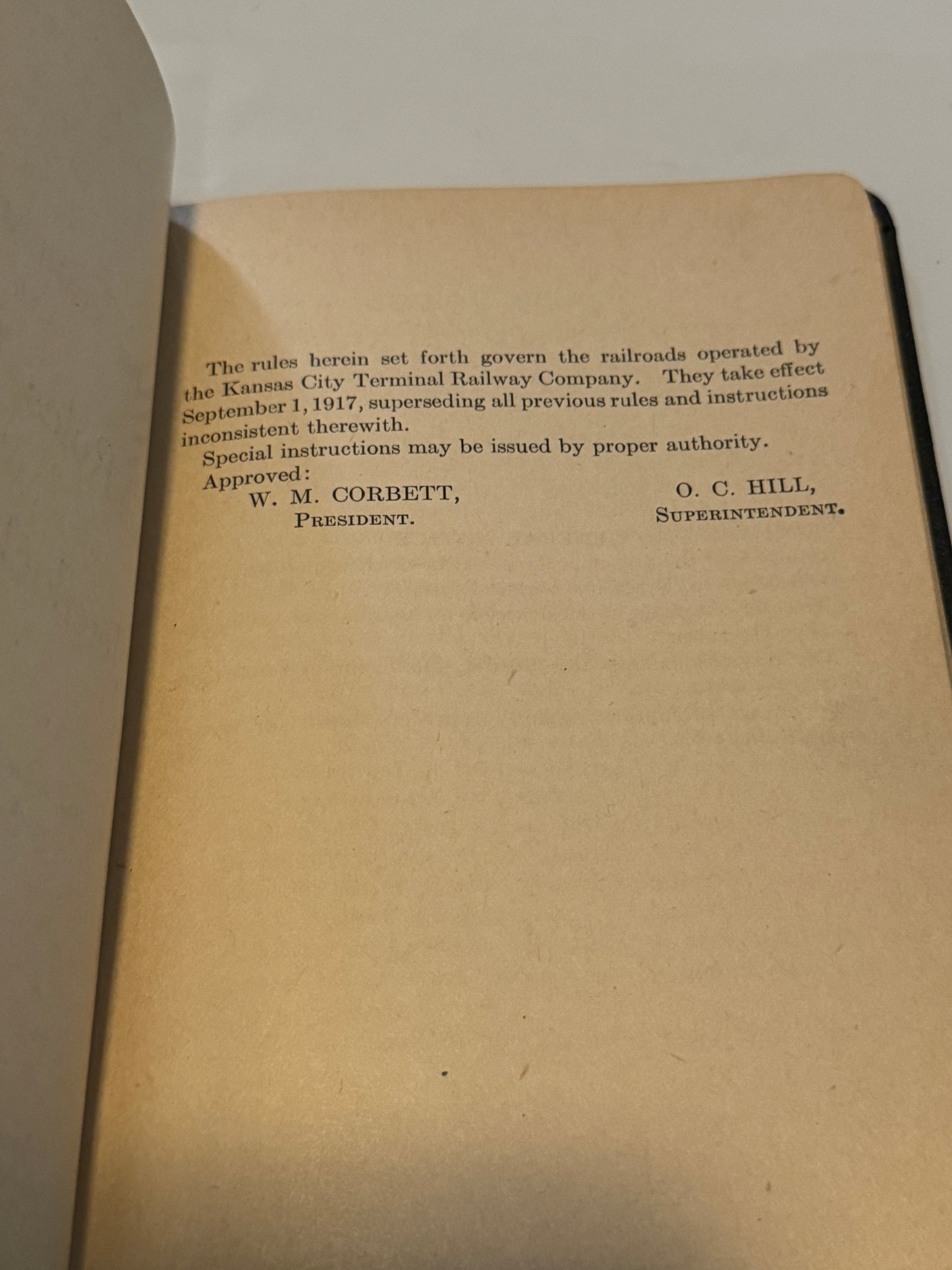 K.C. Terminal RR. Co Rules of the Operating Department - Vintage
