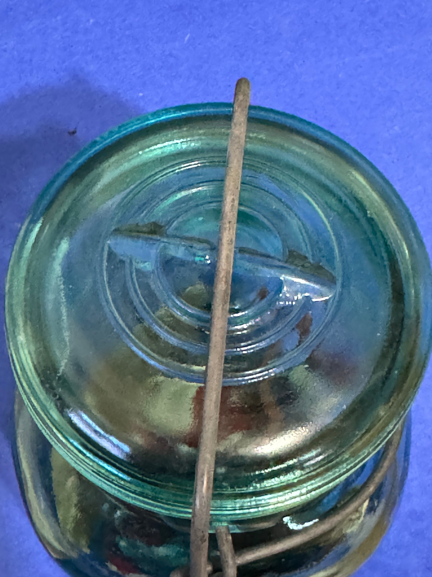 New Bicentennial Salute Ball Pint Jar Wire Lid Teal Glass - Vintage