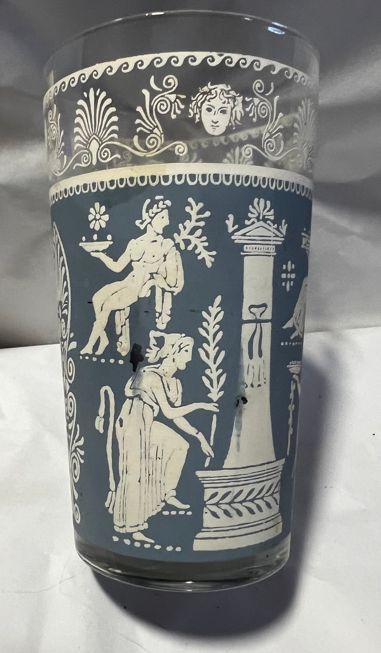 Blue Corinthian Jeanette (3) 5" Glasses & Ice Bucket