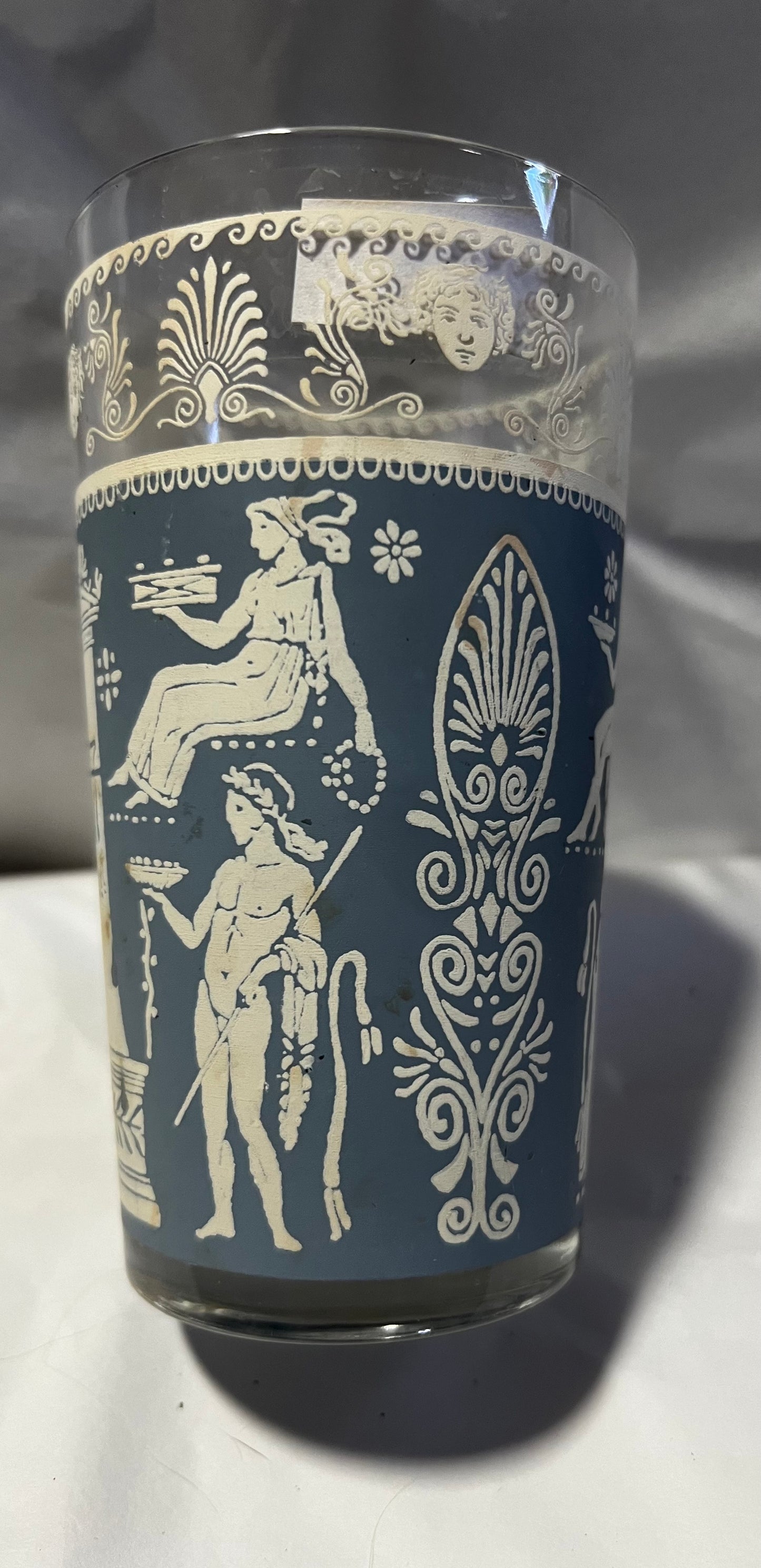 Blue Corinthian Jeanette (3) 5" Glasses & Ice Bucket