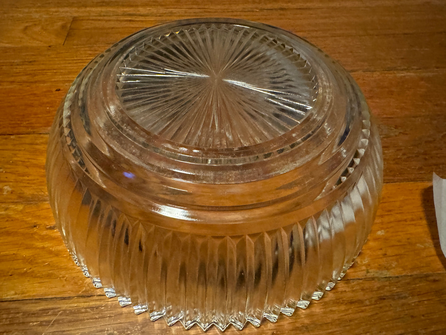 Crystal Bowl Queen Mary Vertical Ribbed Anchor Hocking Glass Co. 1940s Vintage