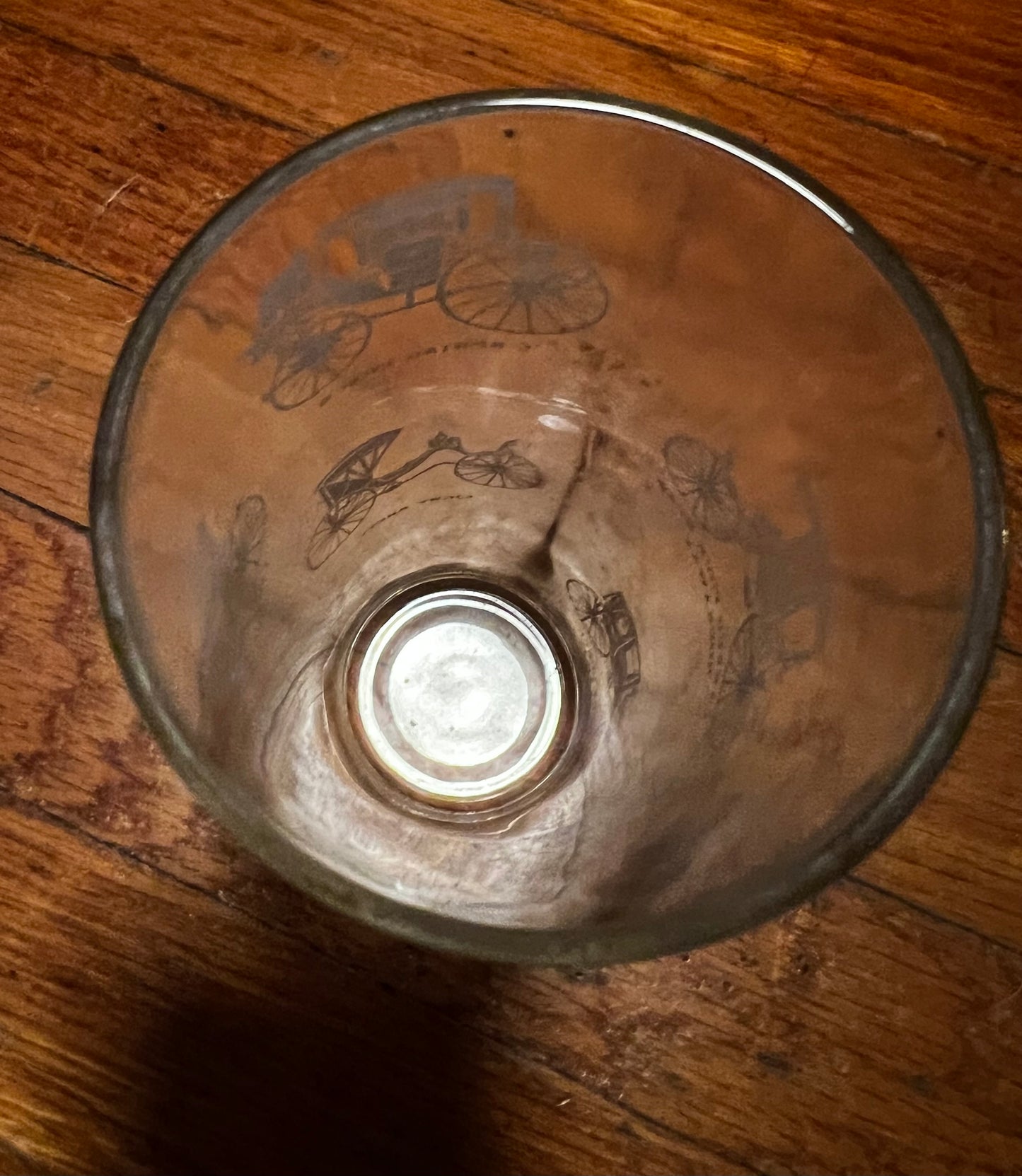 Carriage, Coach, and Buggy Glass Tumbler with White Graphics Vintage 1950’s