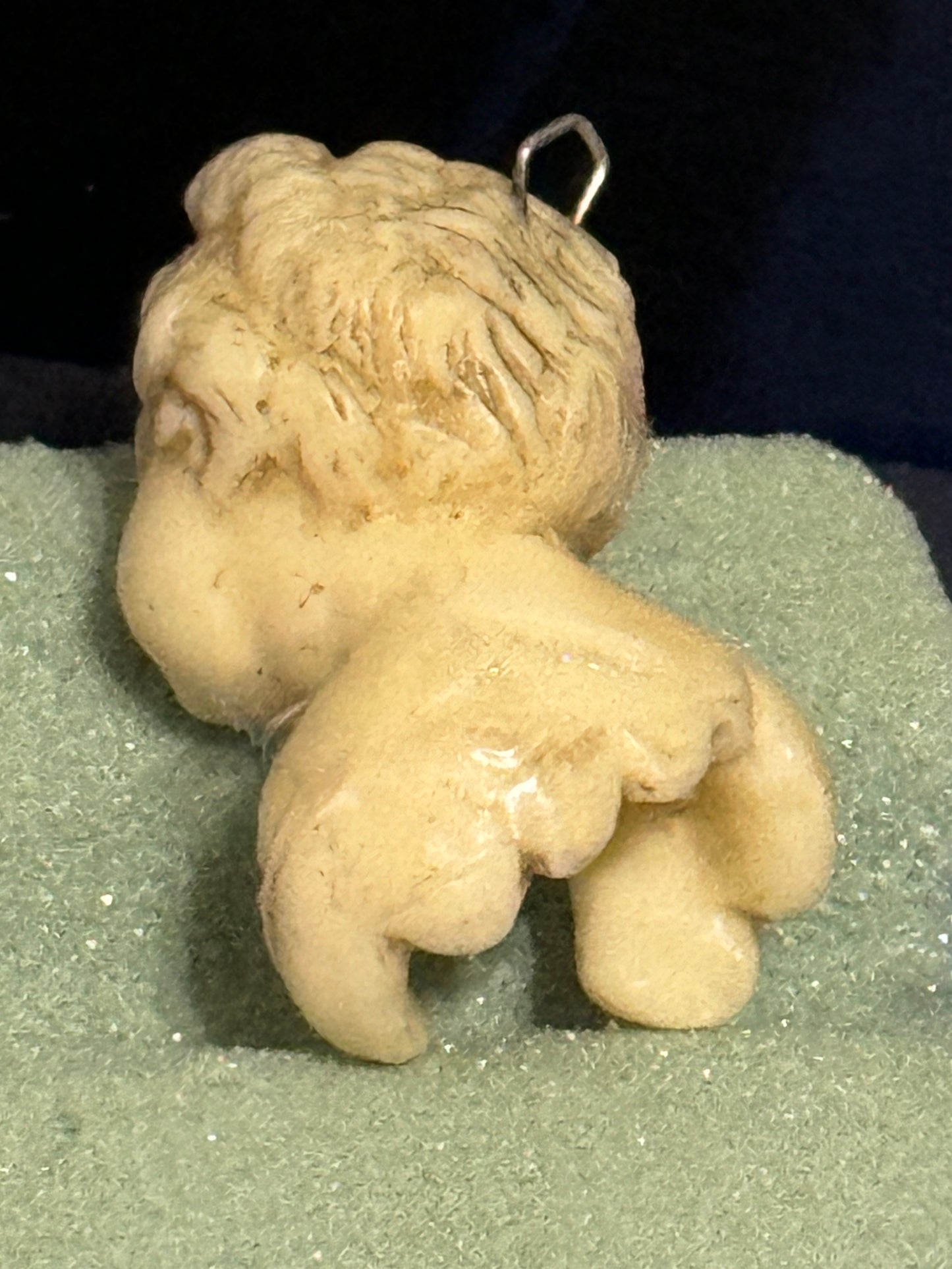 Carved Wax CHERUB Ornament Plaque Rare Antique