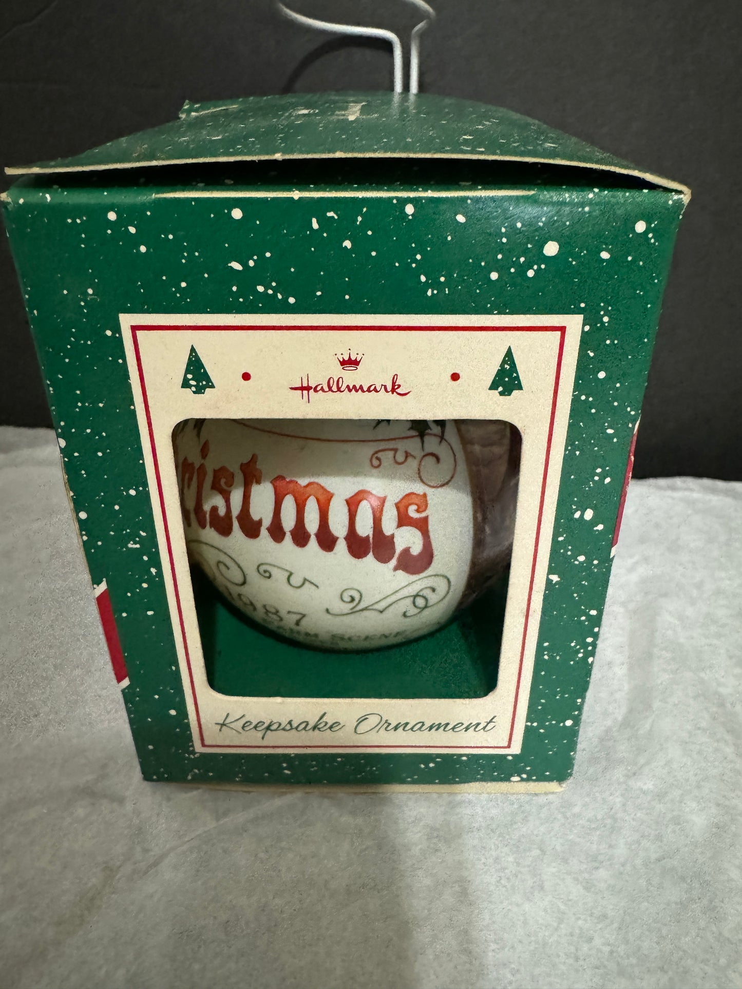 Currier & Ives American Farm Scene 1987 Glass Ornament VINTAGE