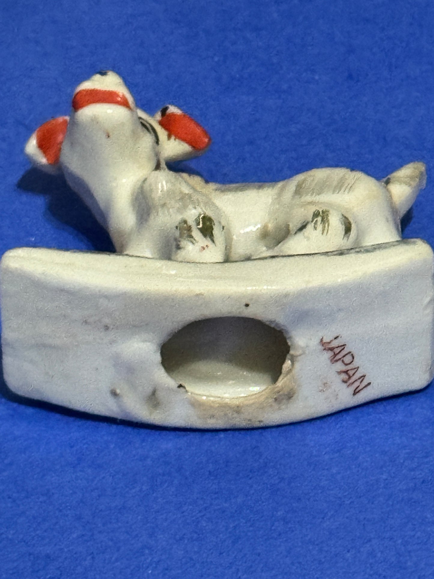 White and Black Dog figurine has a rocker on the base - Rare Vintage