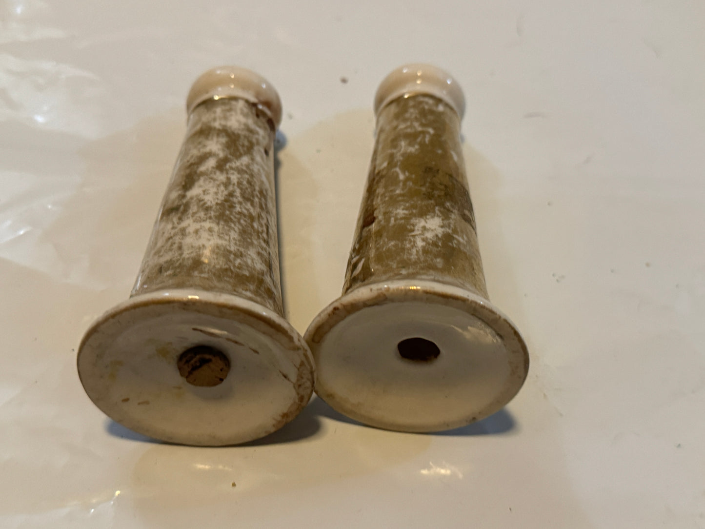 Ceramic Gold Colored Salt N Pepper Shakers Vintage