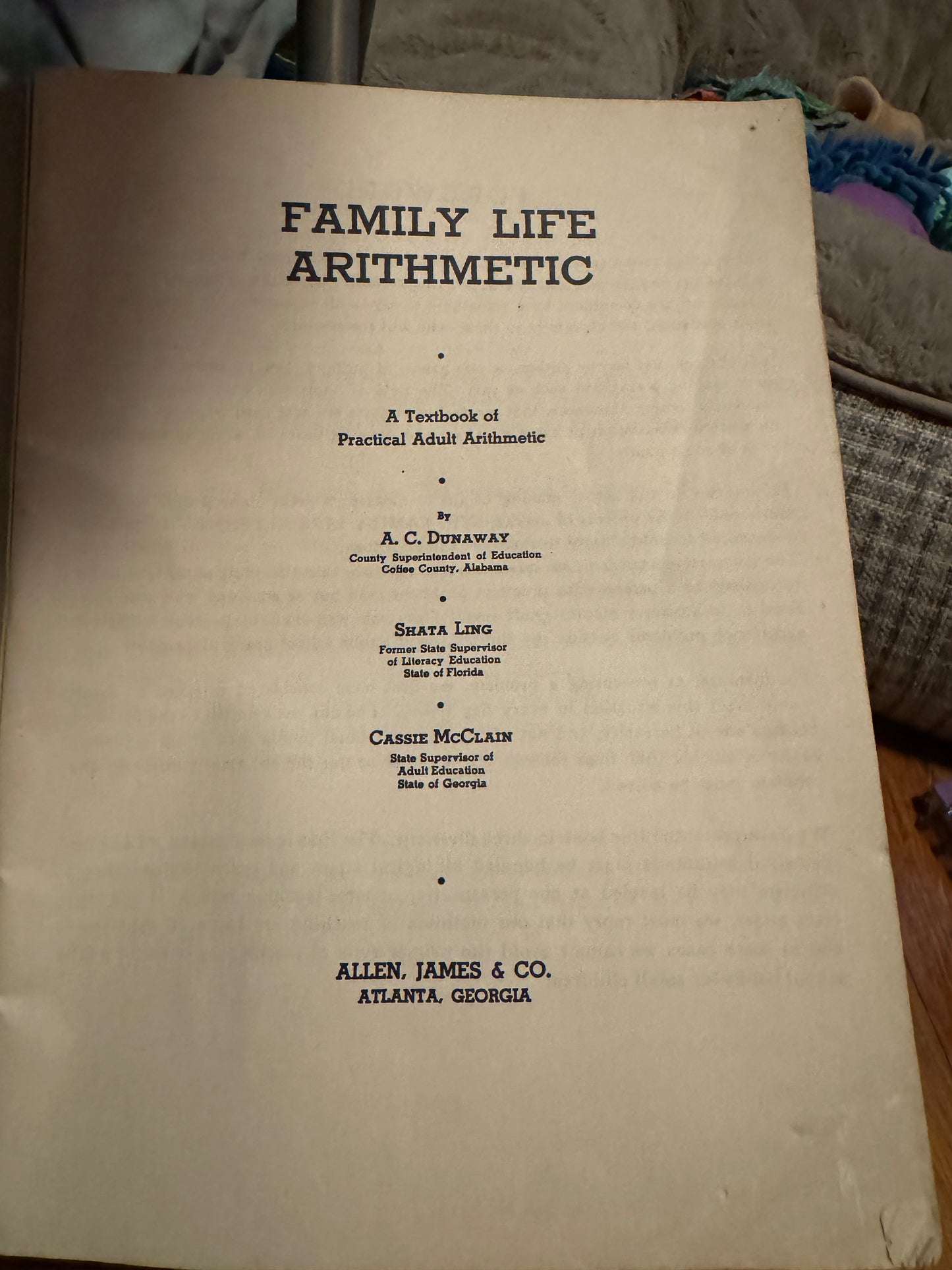The Family Life Arithmetic Dunaway Ling McClain 1938