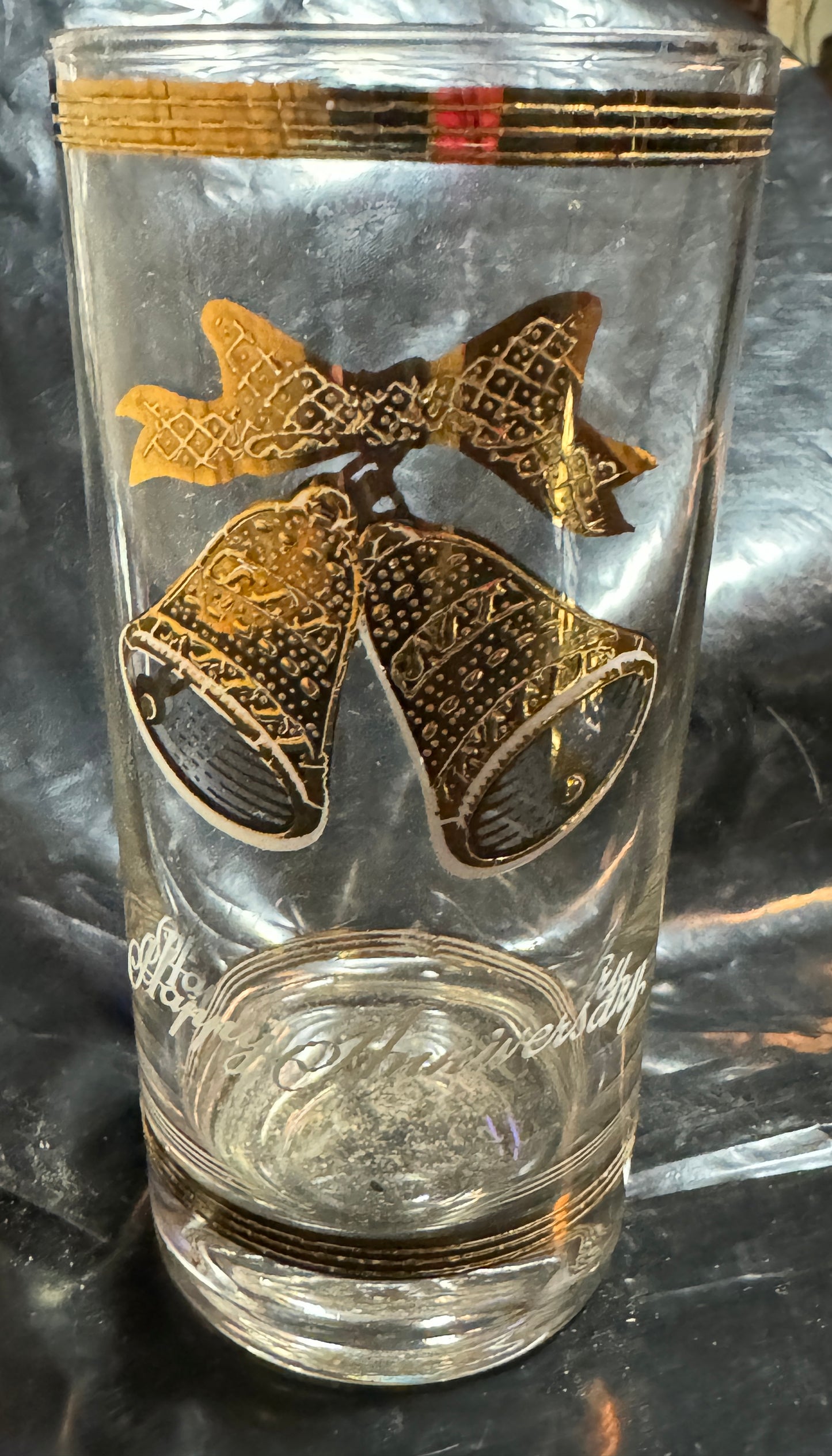 Gold Decorated Happy Anniversary Glasses (set of 8)