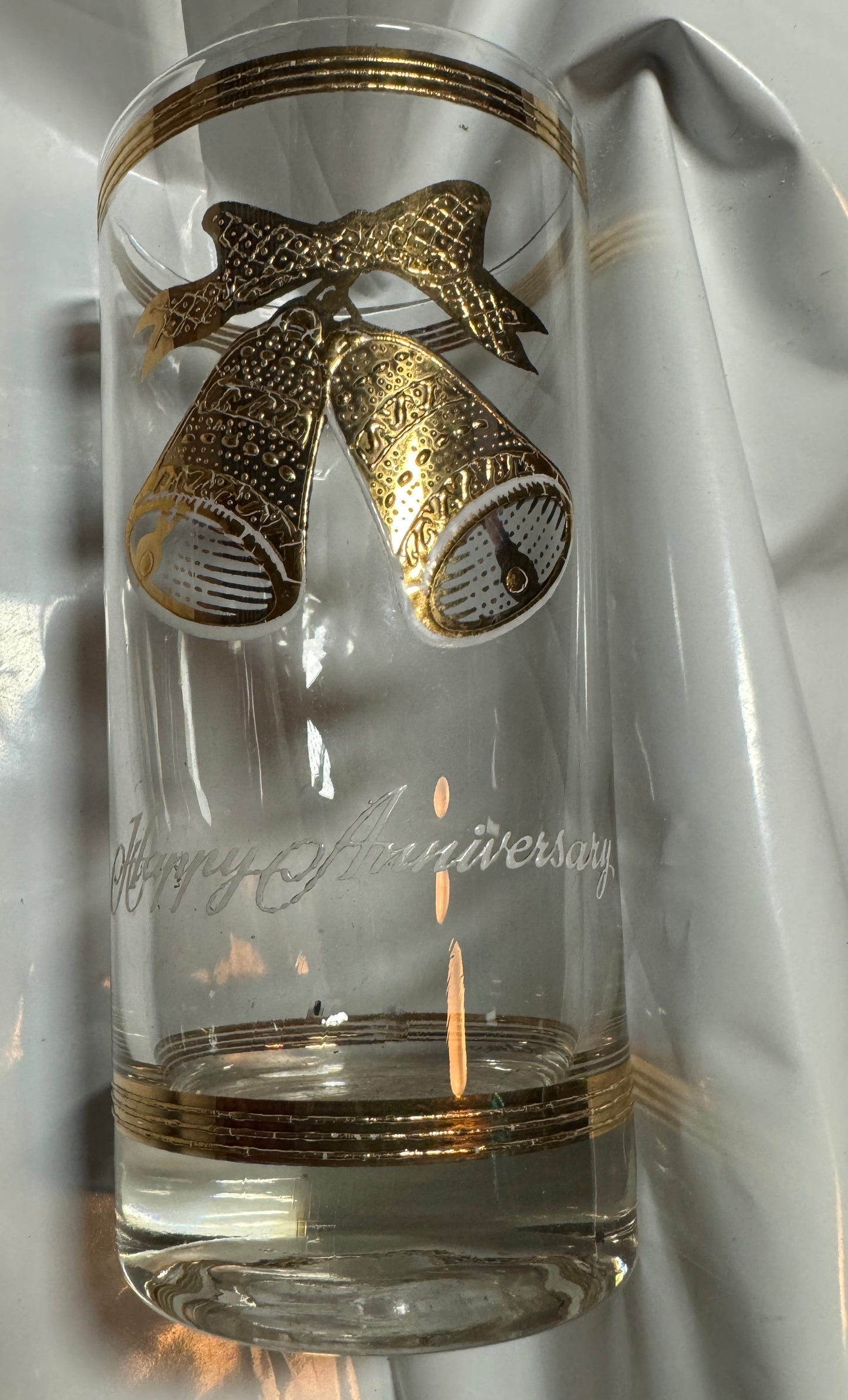 Gold Decorated Happy Anniversary Glasses (set of 8)