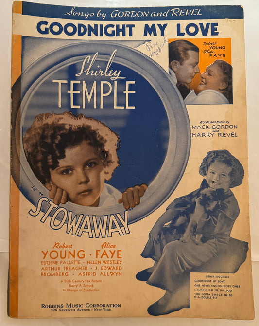 Goodnight My Love Sheet Music 1936 Soundtrack Stowaway Shirley Temple F1W