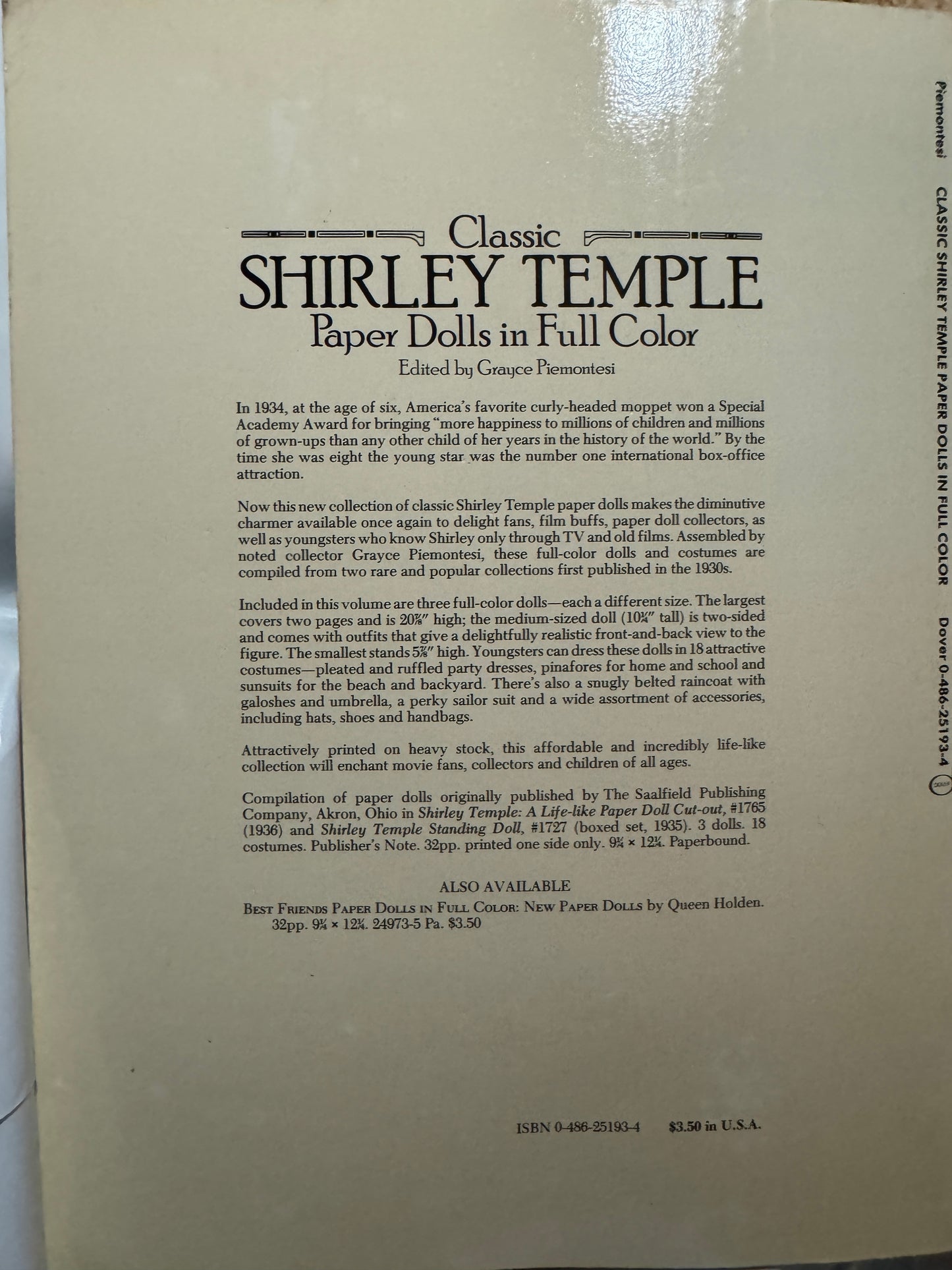 Shirley Temple Paper Dolls In Full Color New Uncut 1986 Vintage