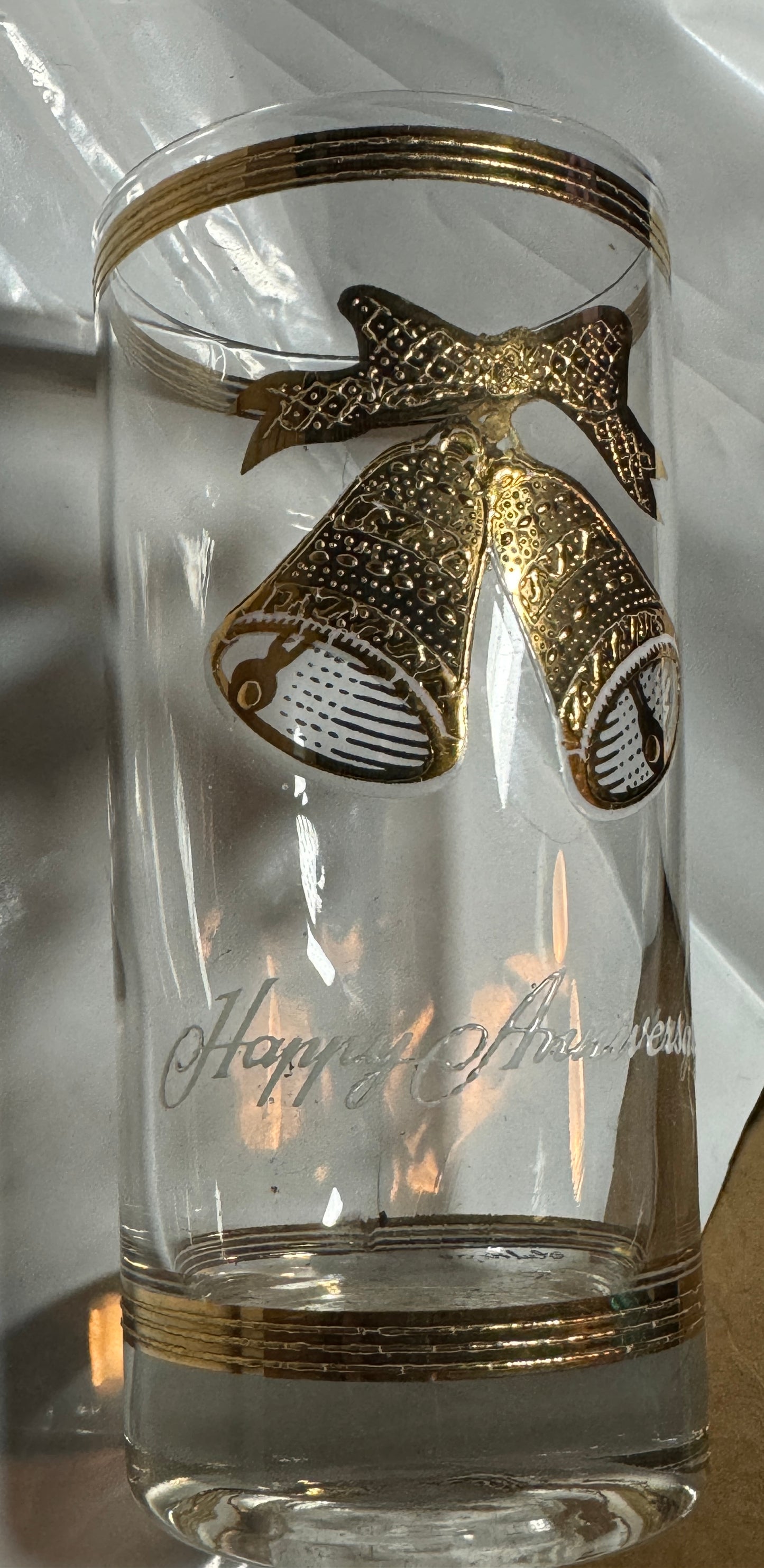 Gold Decorated Happy Anniversary Glasses (set of 8)