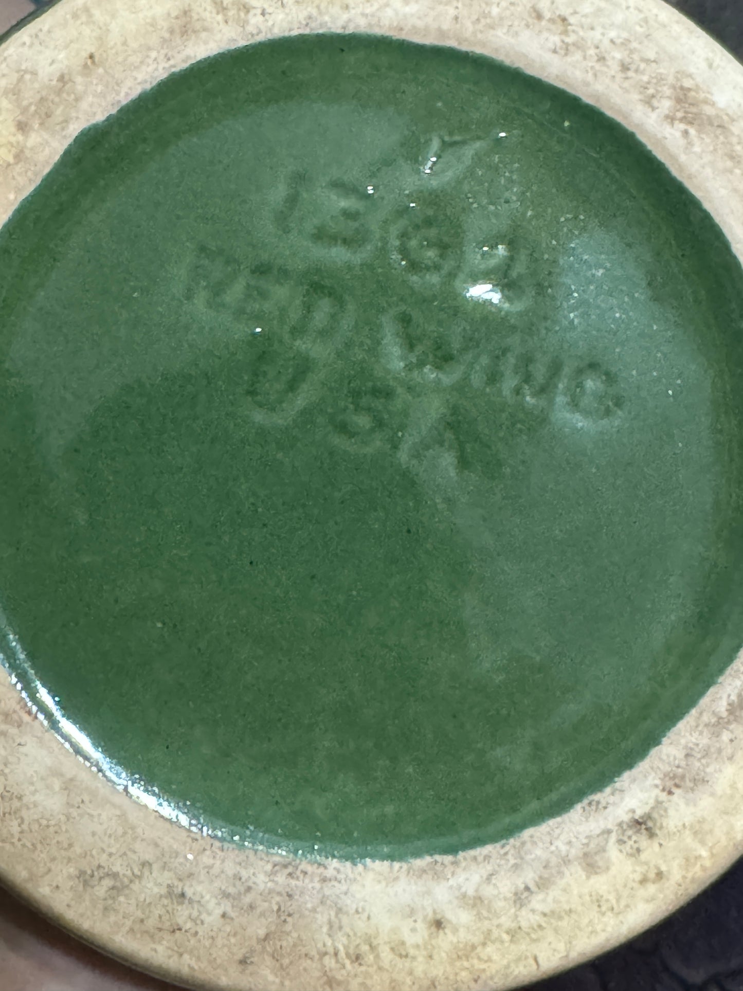 Green outside Yellow inside Red Wing Vase #1362 - Vintage