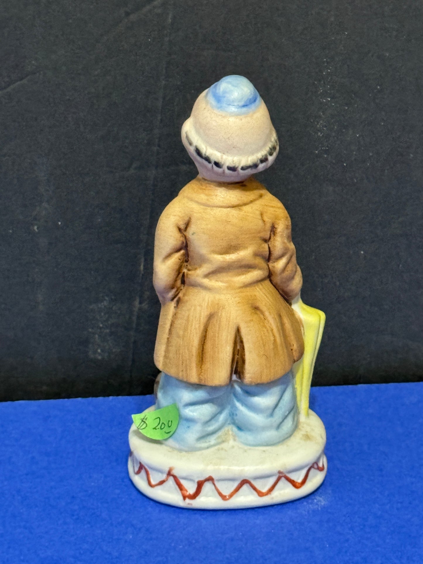 Hobo Clown Figurine With Umbrella Porcelain Hand painted 1980s Vintage