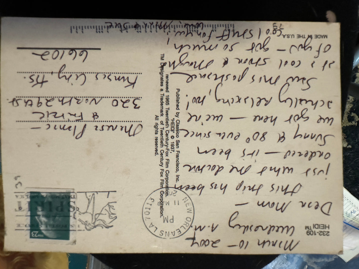 Postcard Shirley Temple - Heidi Grandfather