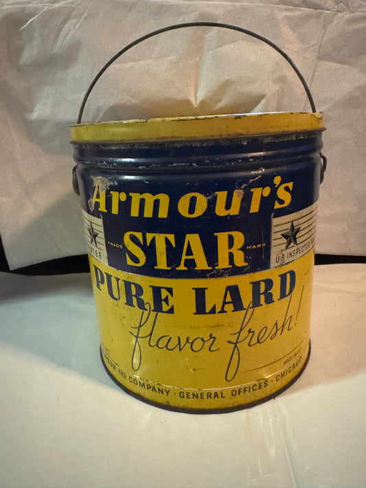 Armour's Star Pure Lard Flavor Fresh. Textured, 4 LB Tin Bucket w/Handle