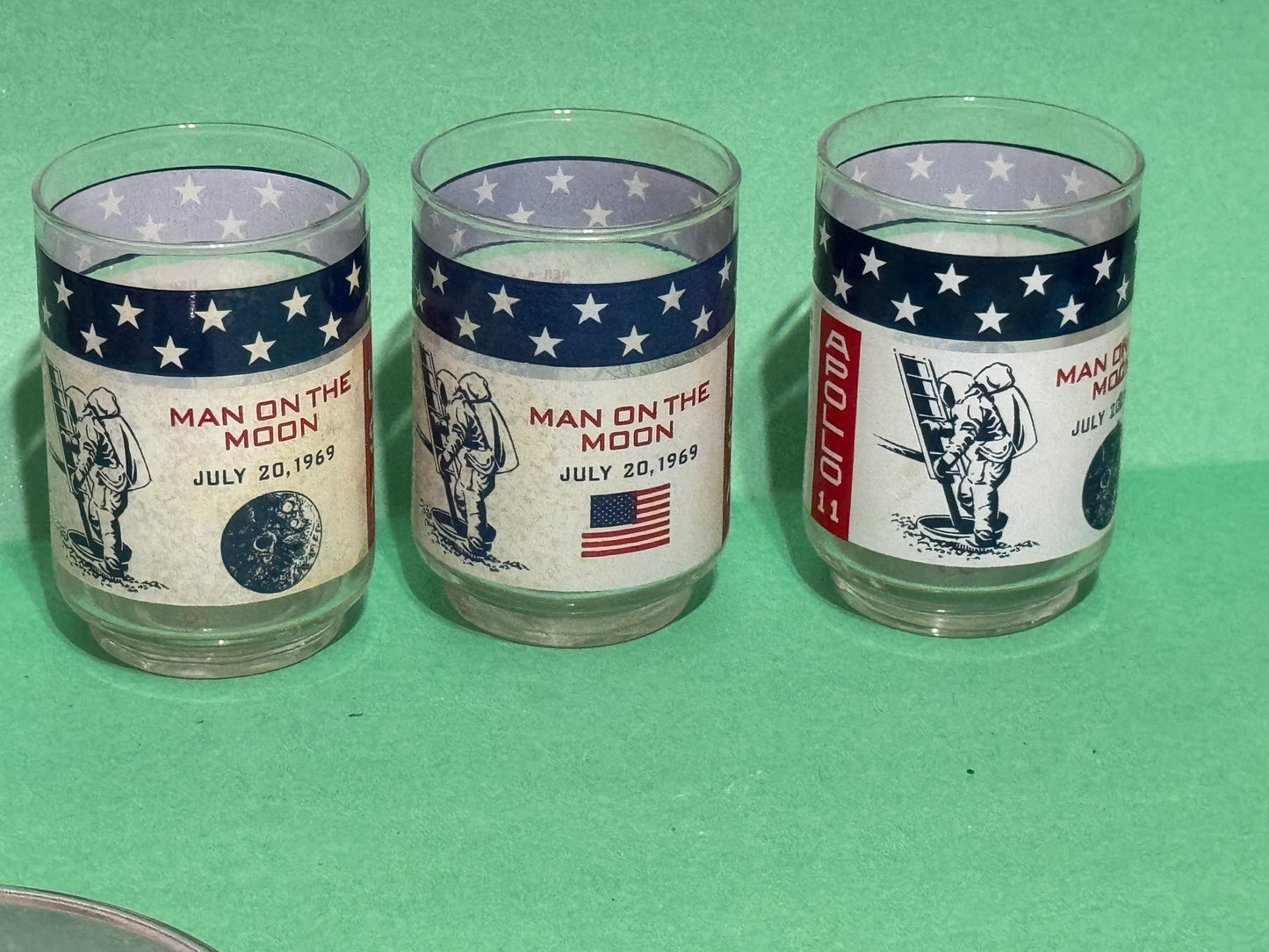 NASA Apollo 11 Commemorative Man on the Moon Tumbler (set of 3) Vintage