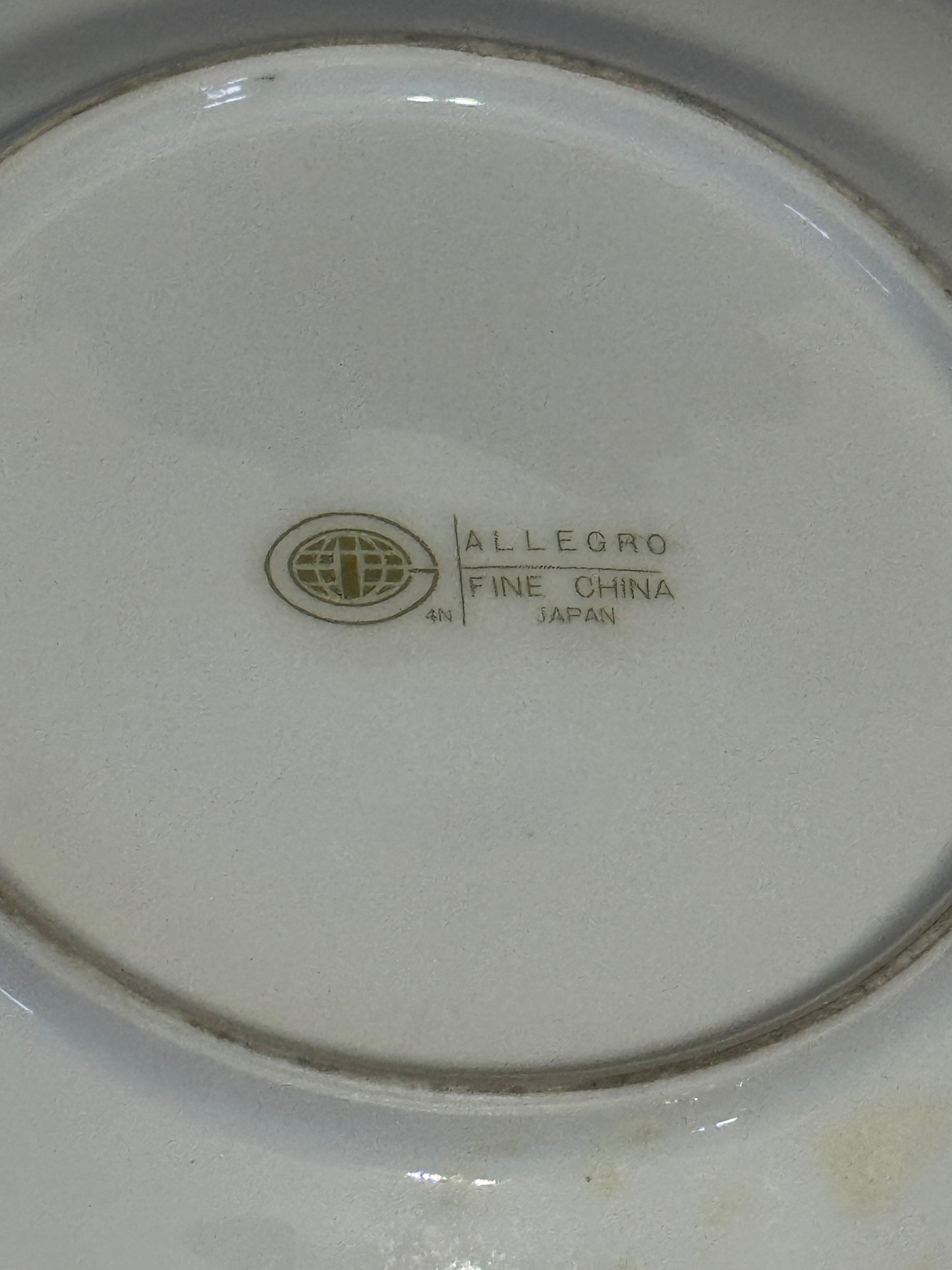 Green White 6 inch Plates Gold Trim Allegro Fine China Of Japan - Vintage
