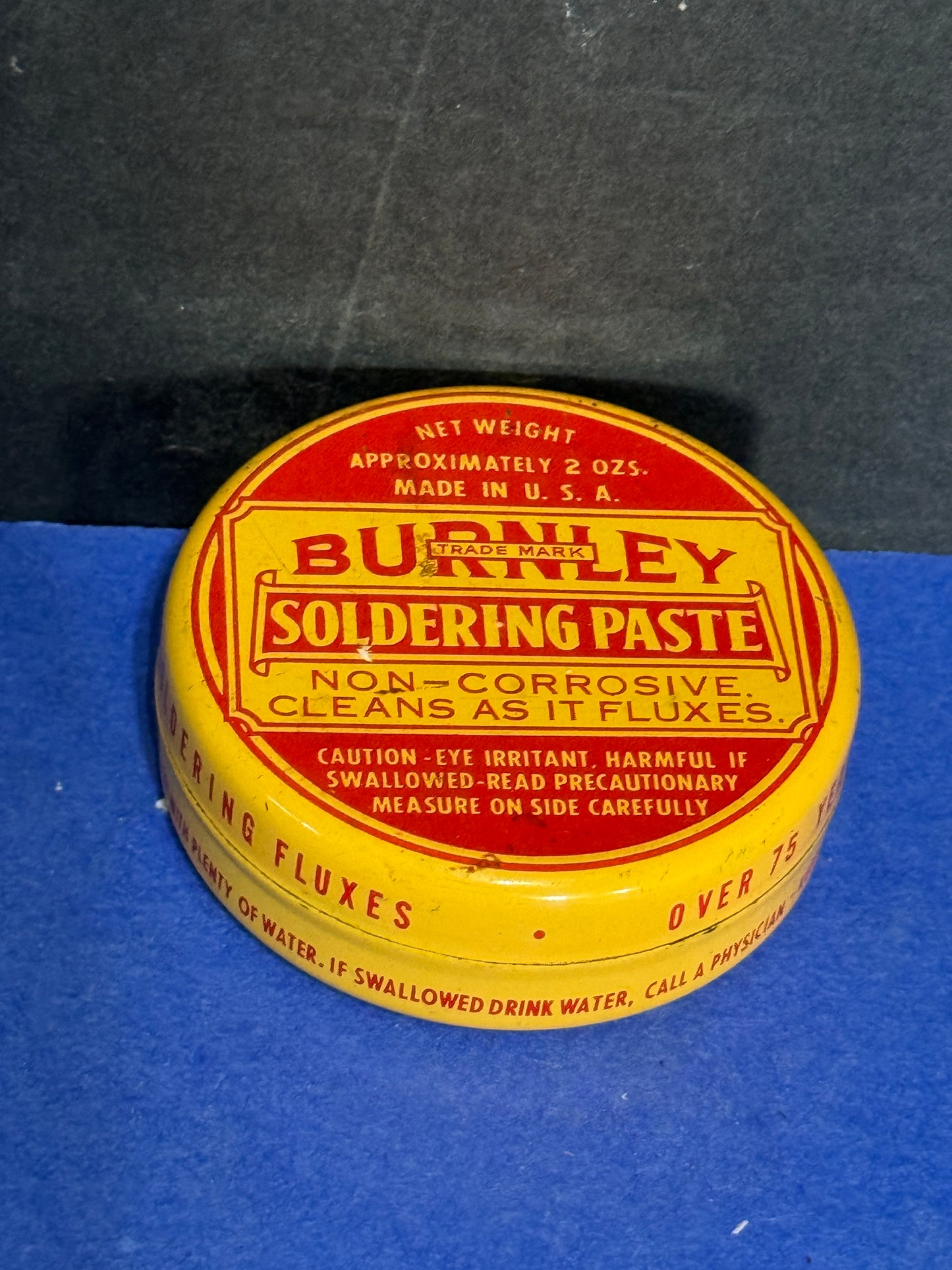 Burnley Soldering Paste Tin North East Pennsylvania Burnley Battery - VINTAGE