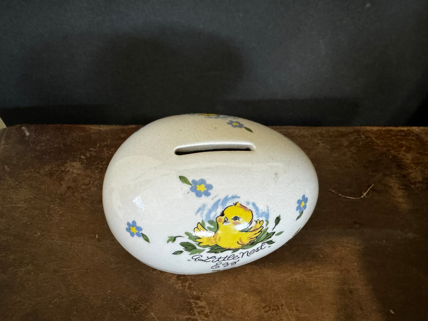 Josef Originals Porcelain Egg Shaped Savings Bank "A Little Nest Egg" Chicks