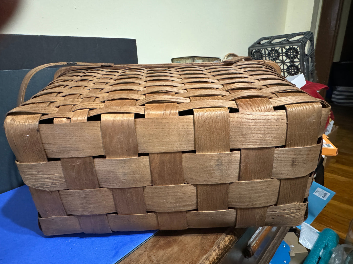 Oak Picnic Basket with slide-out doors - VINTAGE