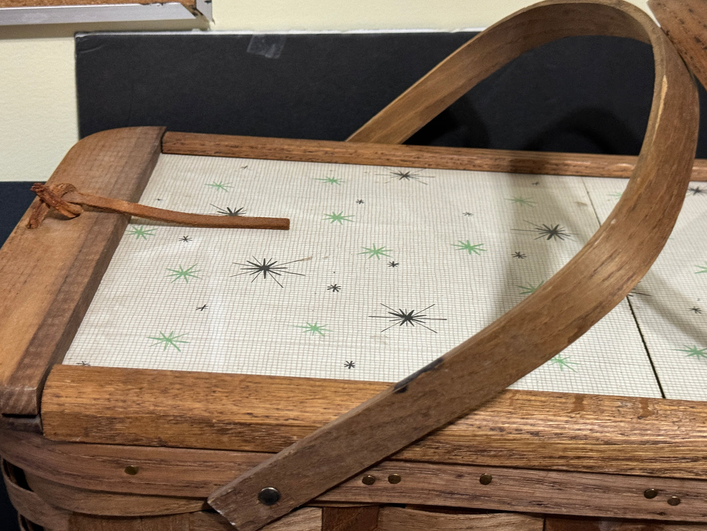 Oak Picnic Basket with slide-out doors - VINTAGE