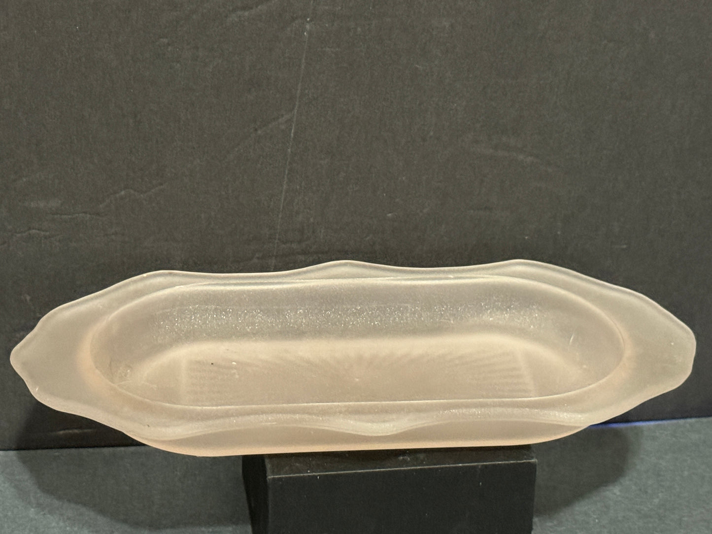 Frosted Glass Pink Butter dish - Vintage