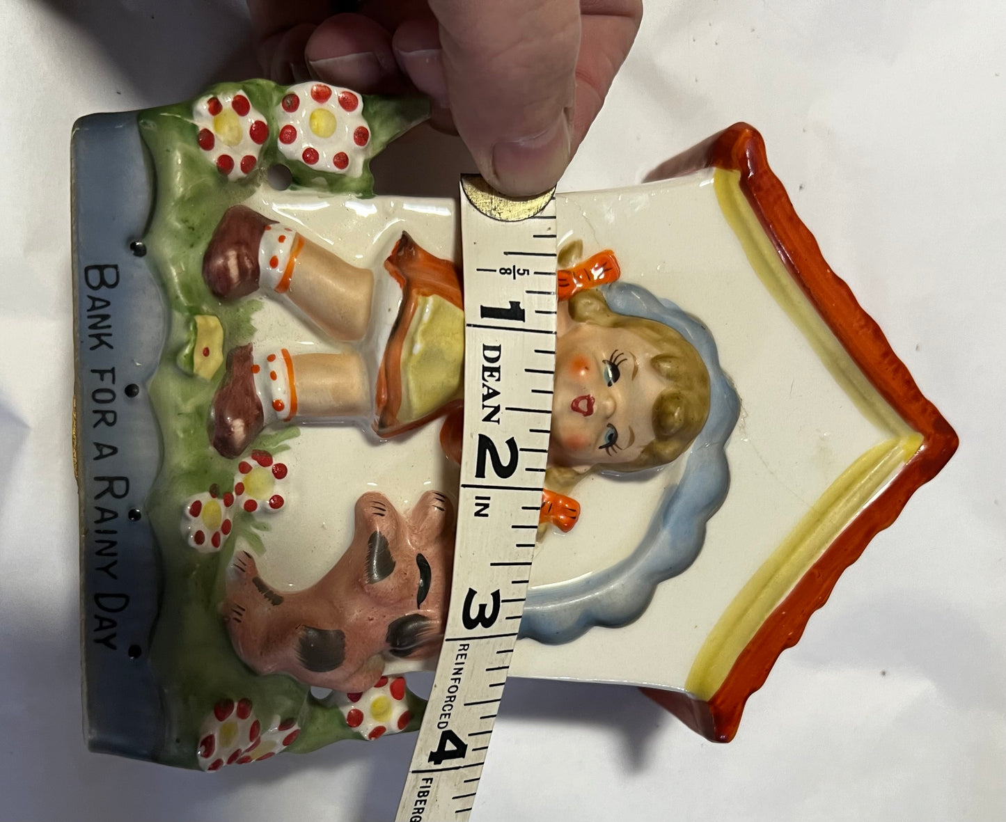 Ceramic "Bank For A Rainy Day" Coin Bank Vintage