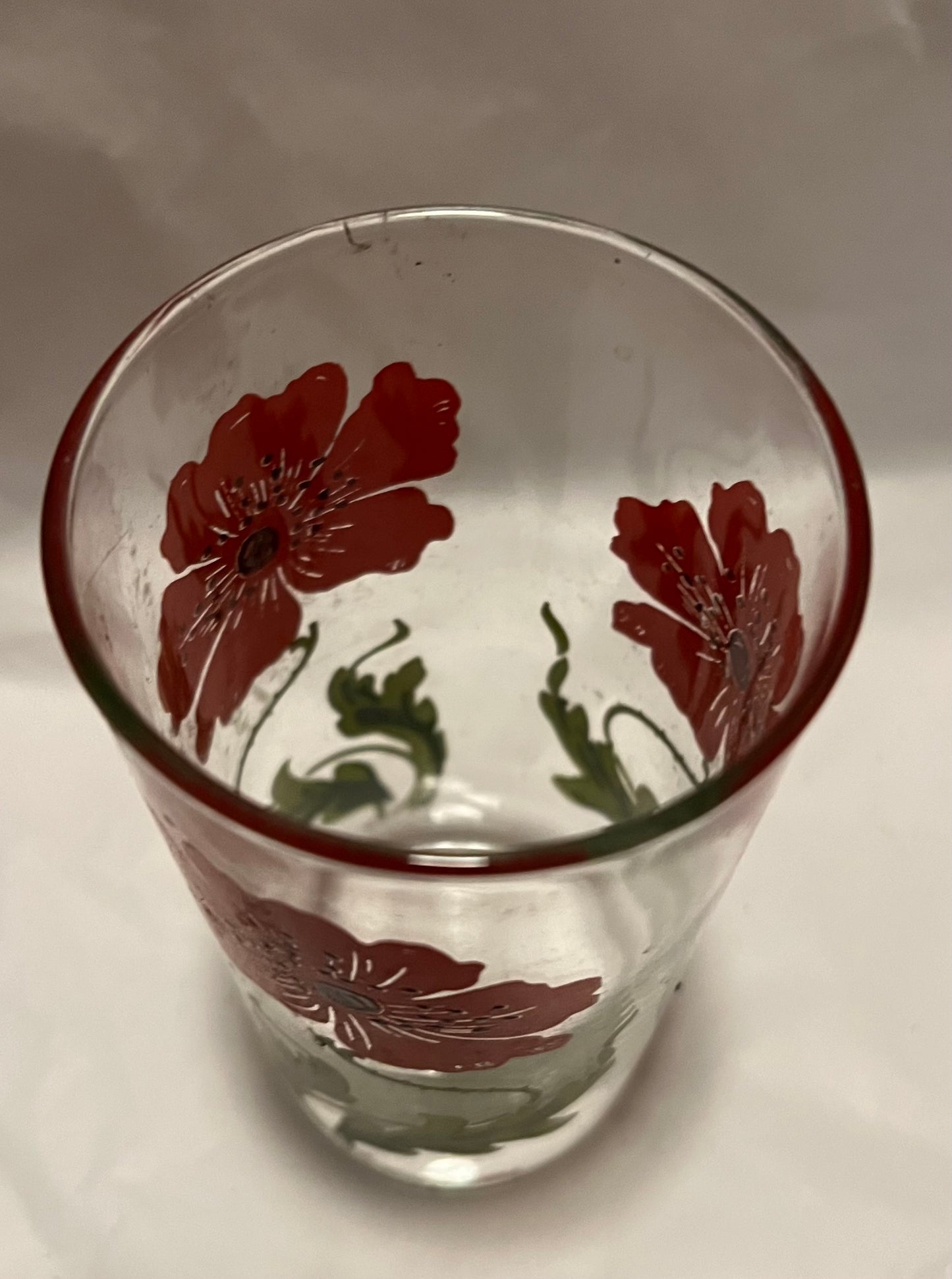 Peanut Butter Glass RED POPPY FLOWERS Vintage