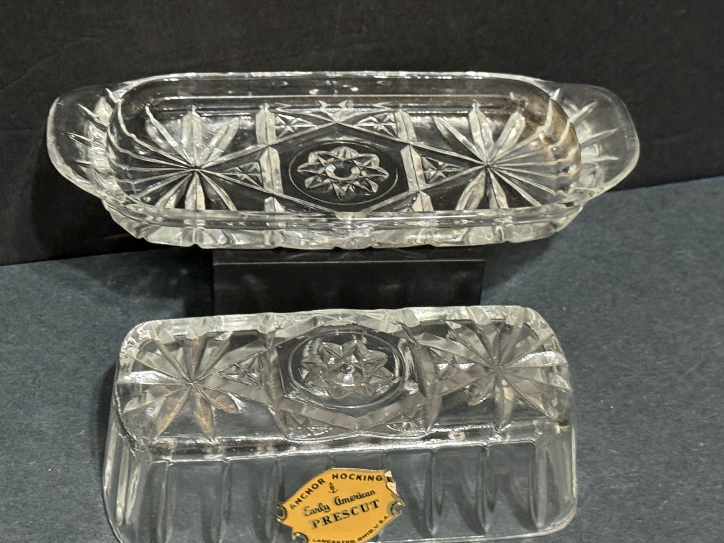 Star of David Covered Butter Dish Anchor Hocking - Vintage