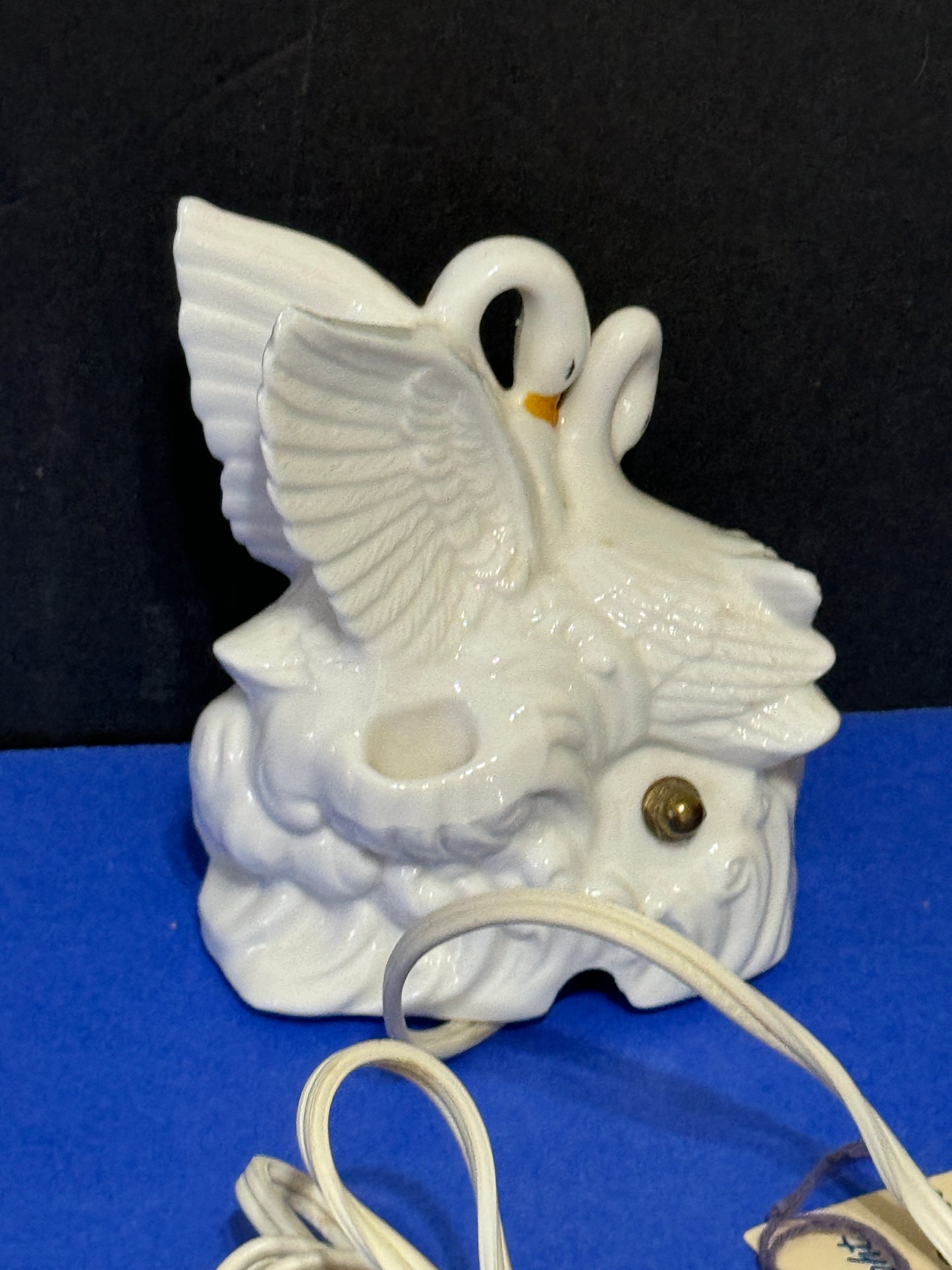 Swans Night Light Perfume Burner I. W. Rice & Co Porcelain Vintage