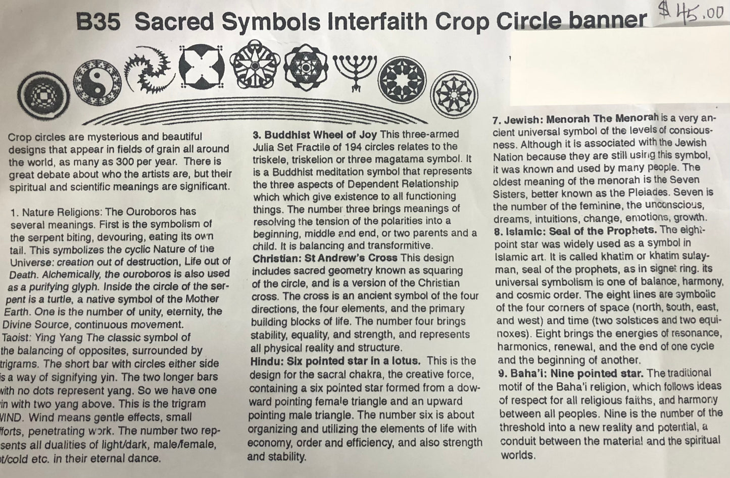 Sacred Symbols Interfaith Crop Circle Banner