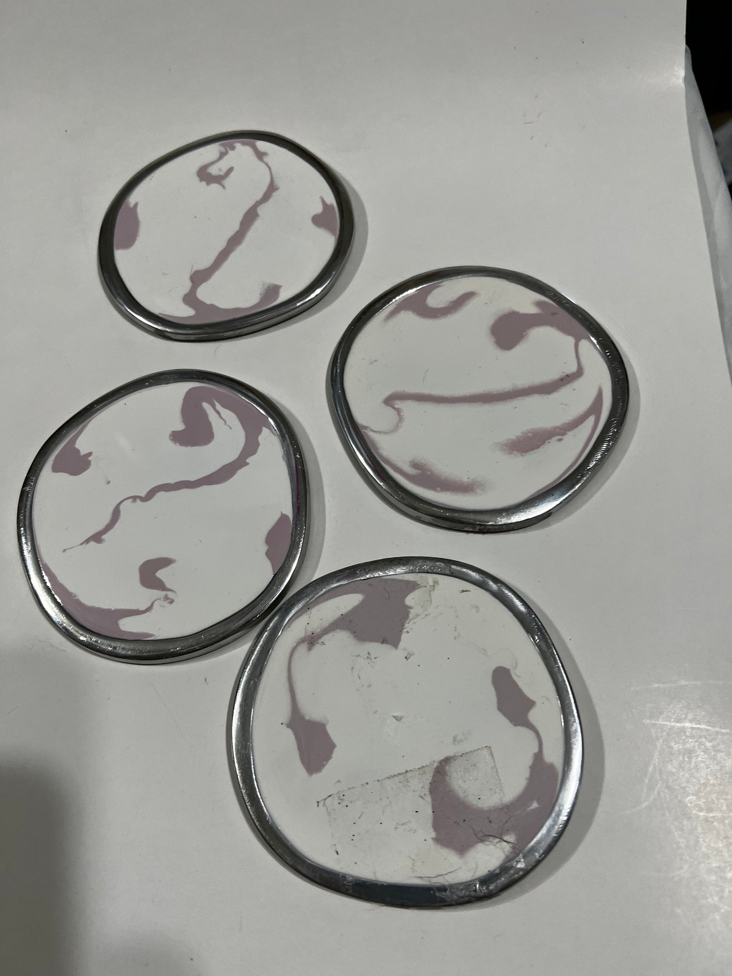 Set of 4 Coasters Lavender Marbled