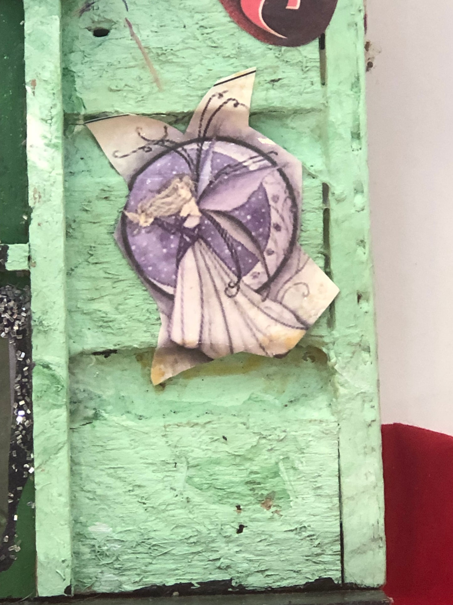 Fairy Door Green Glitter!!! Handmade