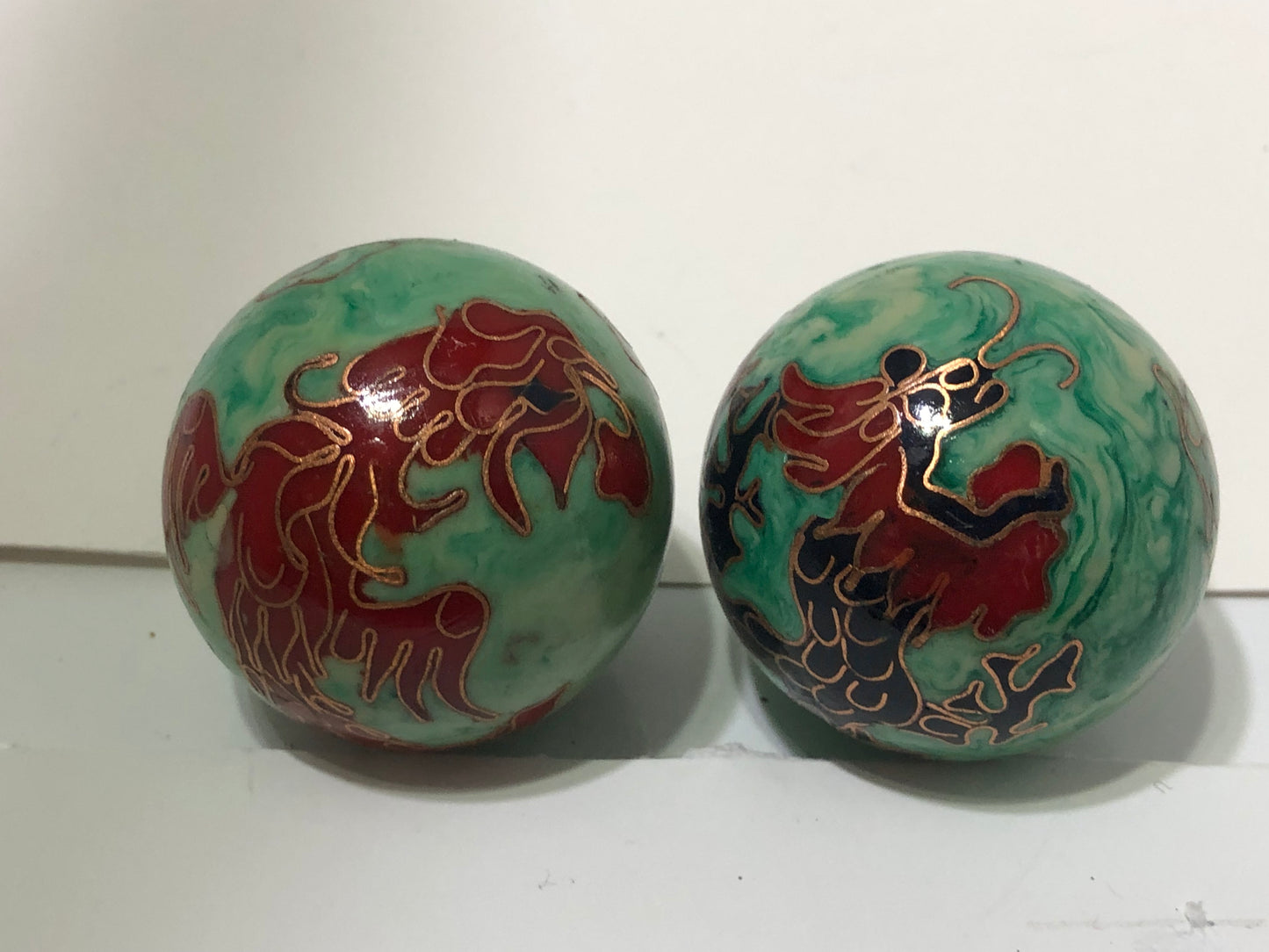 Chinese Dragon Musical Worry or Stress Balls (2) in Vintage Tapestry Box.