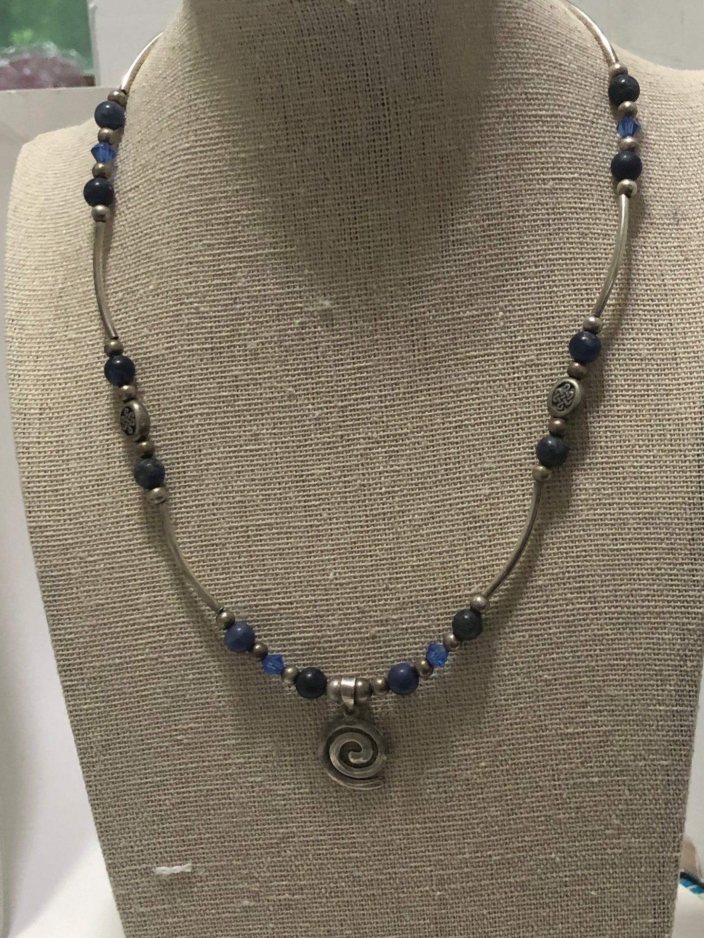 Silver and Beaded with Silver Tube beads Necklace