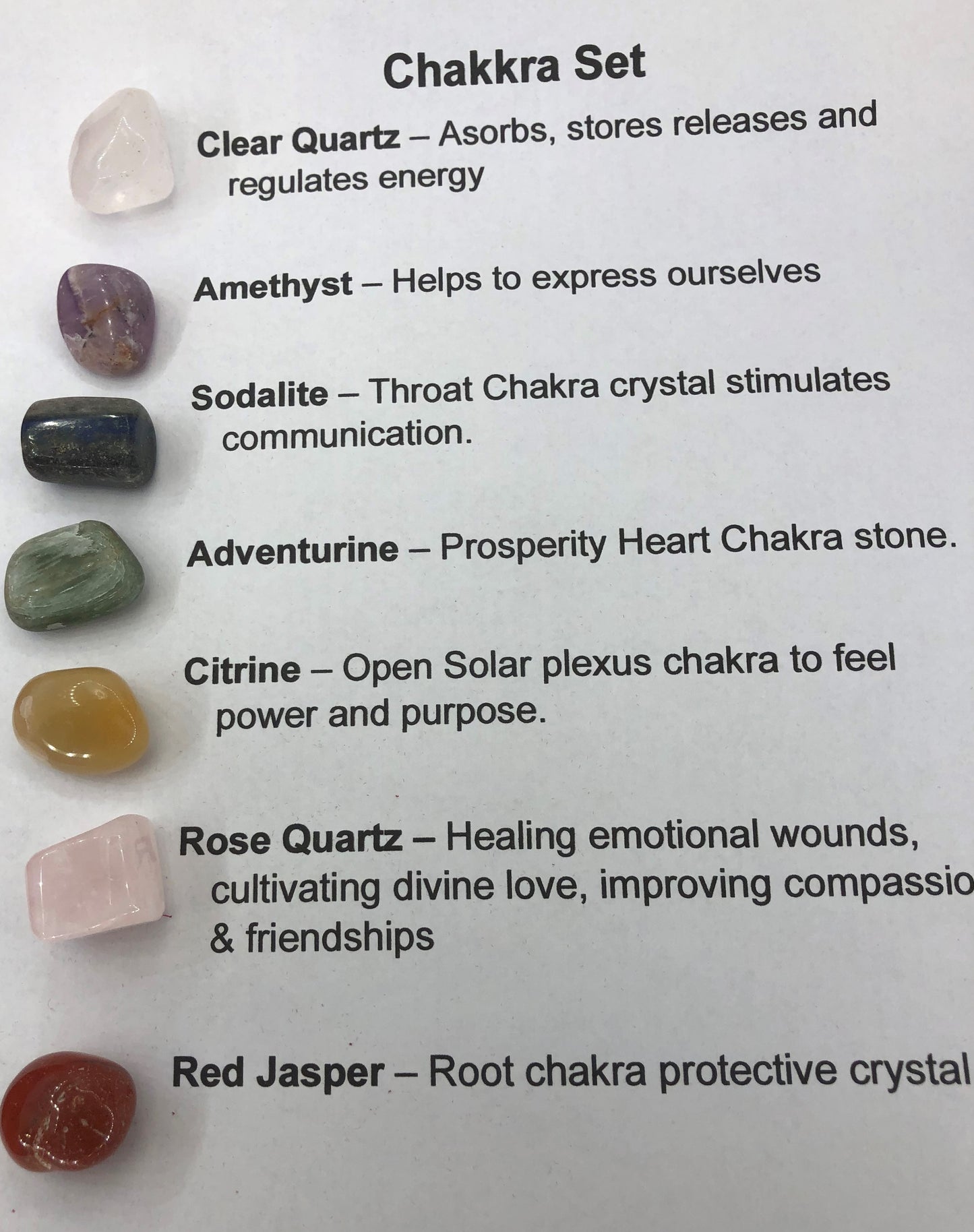 Beautiful Chakra Stone Set with pouch - NEW