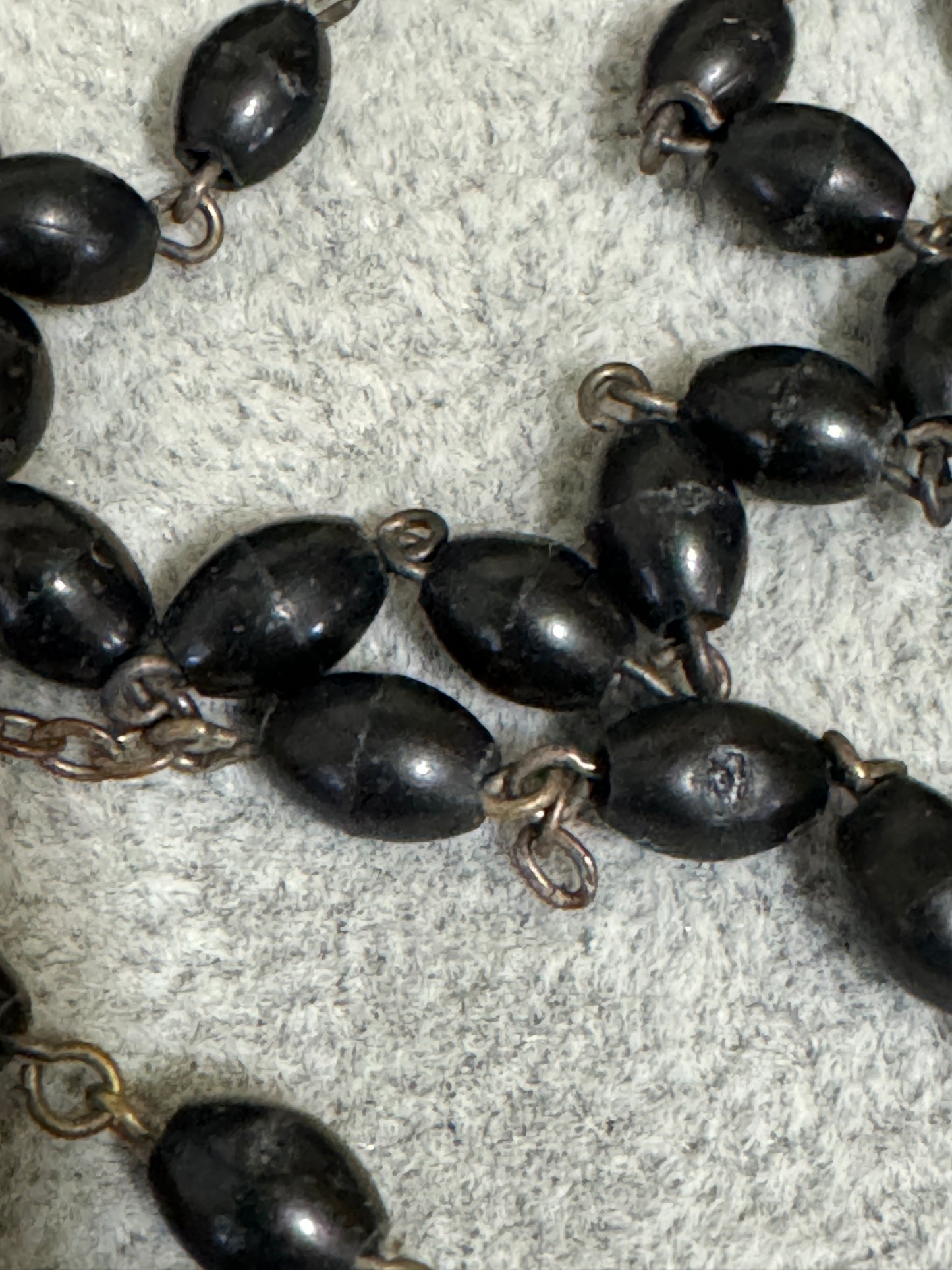 INIR Black Bead - Silver Crucifix Rosary Italy - Vintage