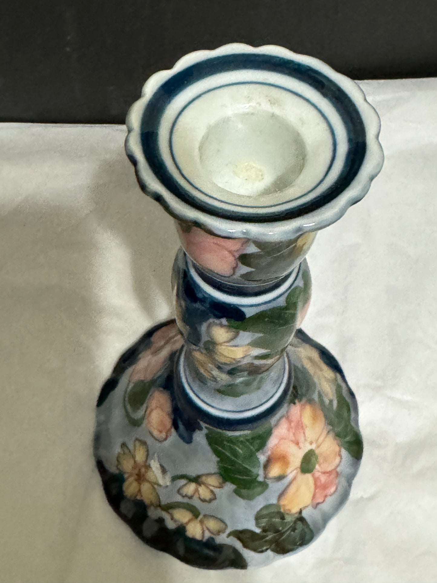 Porcelain Candle Holder Andrea by Sadek Hand-painted Vintage