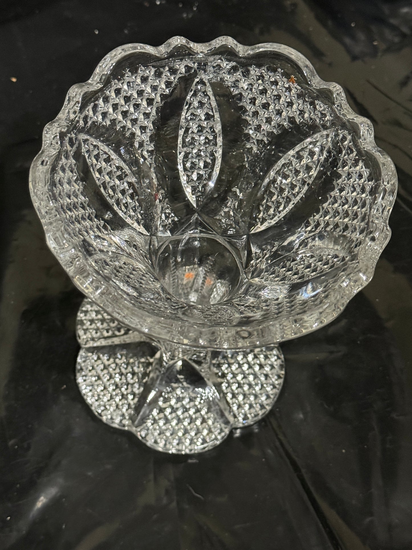 Heavy Cut Clear Crystal Vase Westmoreland Vintage