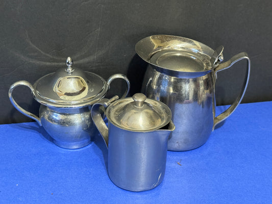 Coffee or Tea Serve Set w Creamer & Sugar Bowl - S.Steel - 1948 Vintage
