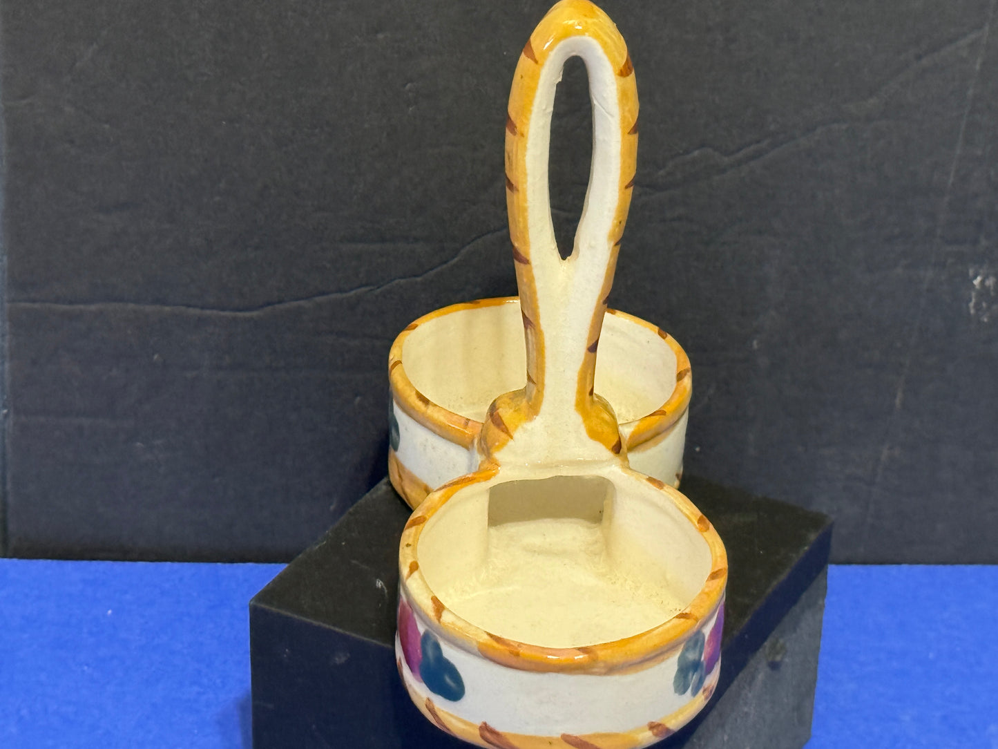 Hand Painted Nasco Japan Oil & Vinegar Cruet Handled Caddy-Holder - Vintage
