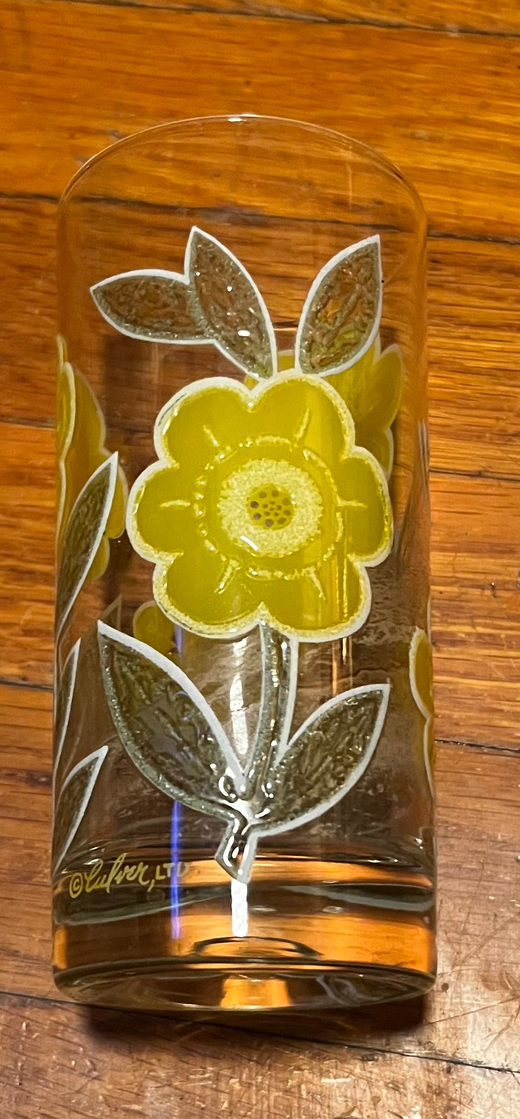Peanut Butter Glass - Yellow Daisy Vintage