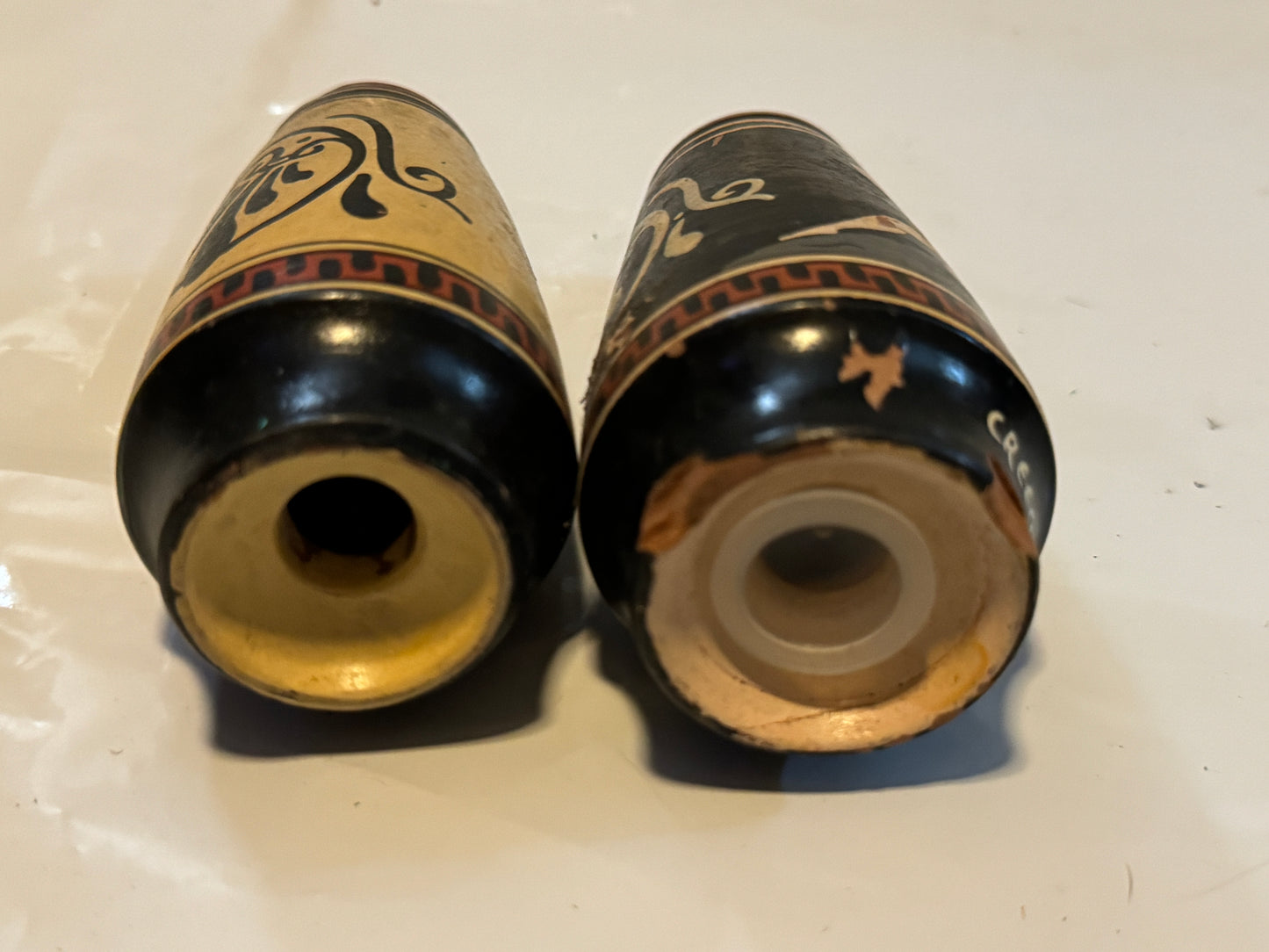 Hand-Painted Greek Salt N Pepper Shakers Vintage
