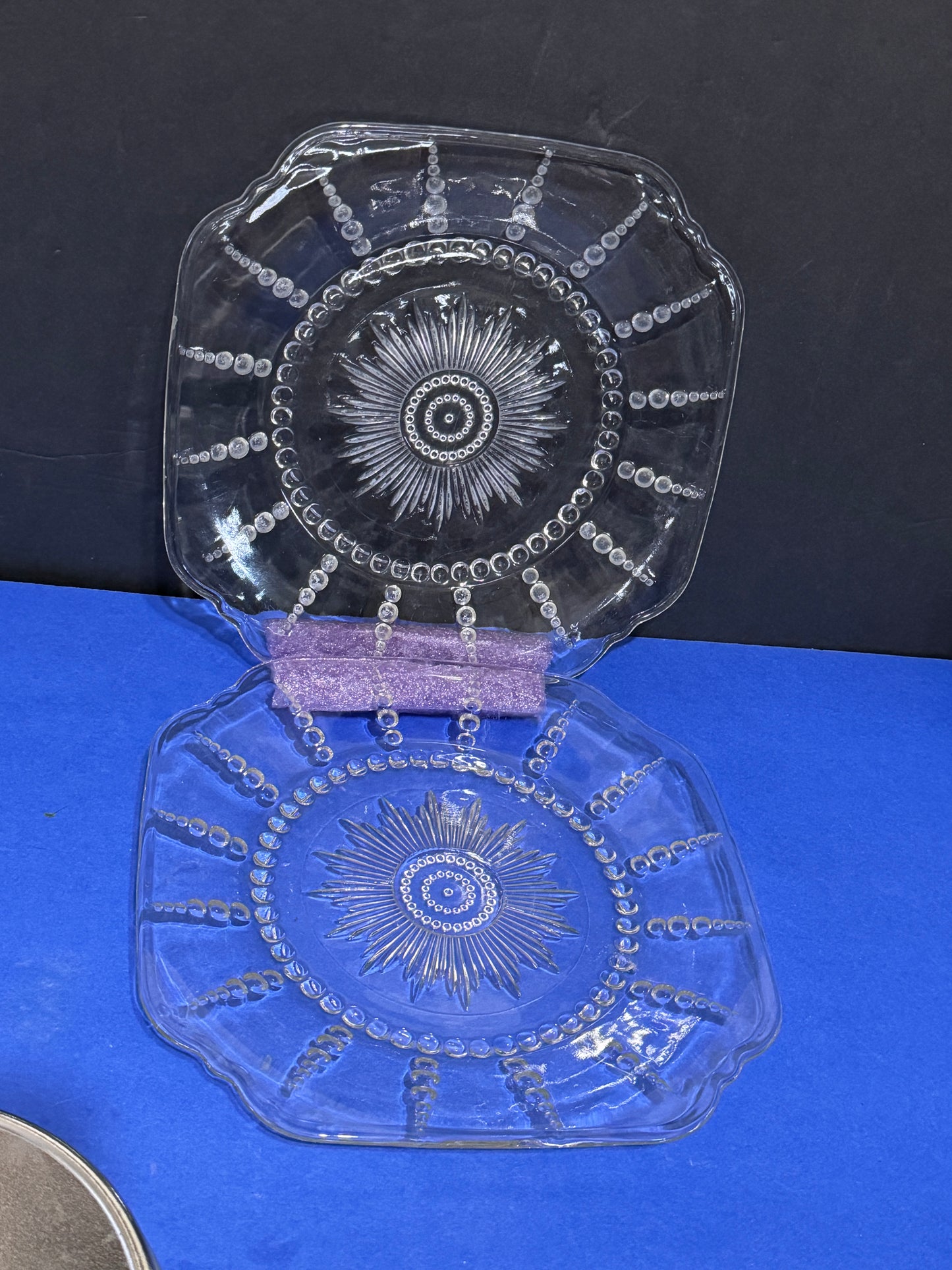 Federal Square Clear Depression Glass Plates 8 inch (set of 3) - VINTAGE