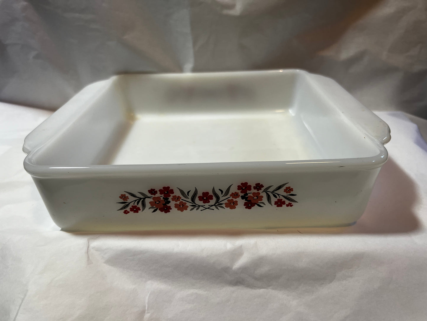 Fire King Primrose Pattern 8-Inch Square Casserole Baking Dish Vntage Rare