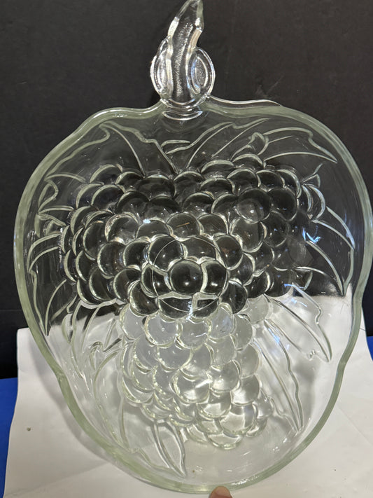 Clear Glass Fruit Bowl Grape Bunch Shape Fruit Bubble - Vintage