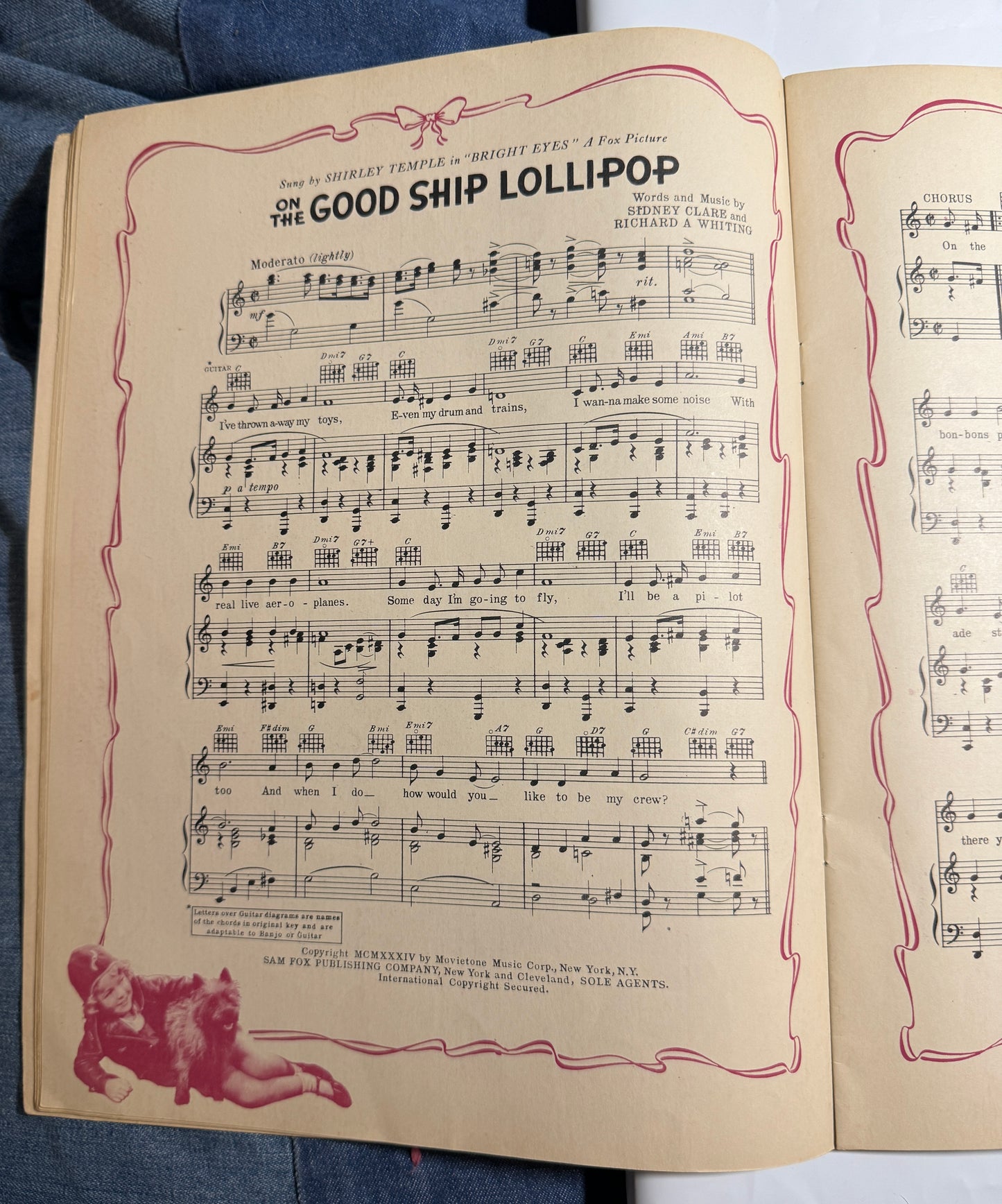 Shirley Temple Song Album Copyright 1935 Vintage