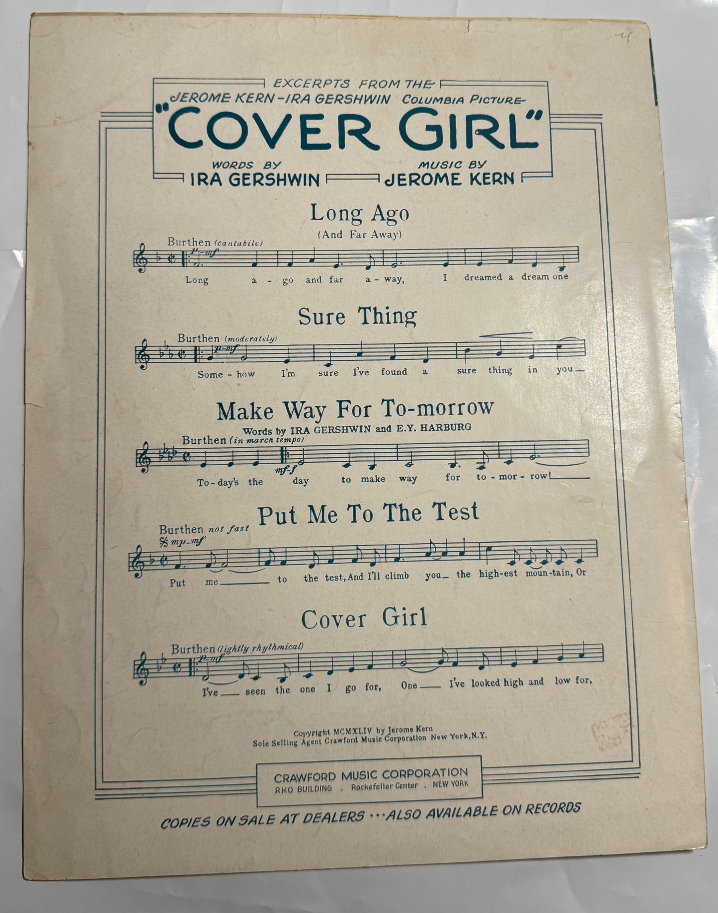 Together From Movie Since You Went Away Sheet Music 1944 Vintage